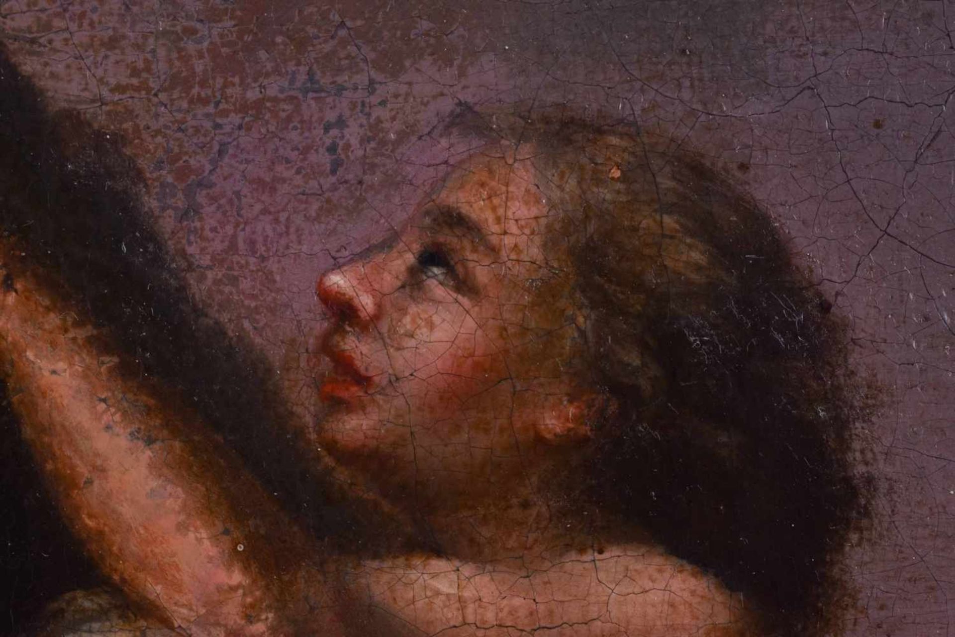 Anonymous artist of the 18th century"the voyeur"painting oil / canvas, 46 cm x 39.5 cm, with frame - Bild 5 aus 8