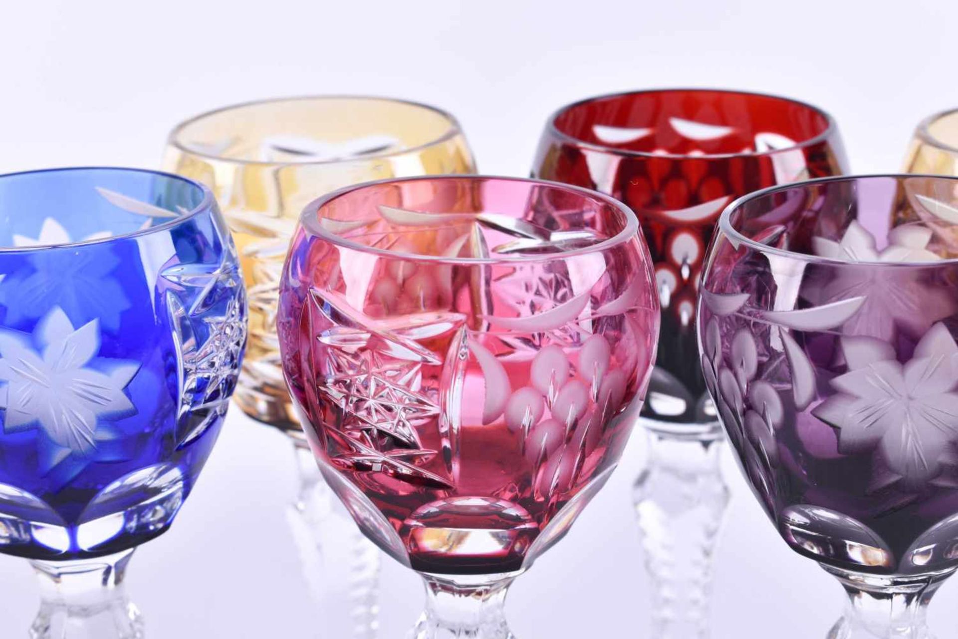 A group of liqueur glasses6 pieces, different colors, Knittel lead crystal, handmade, height: each - Bild 3 aus 4