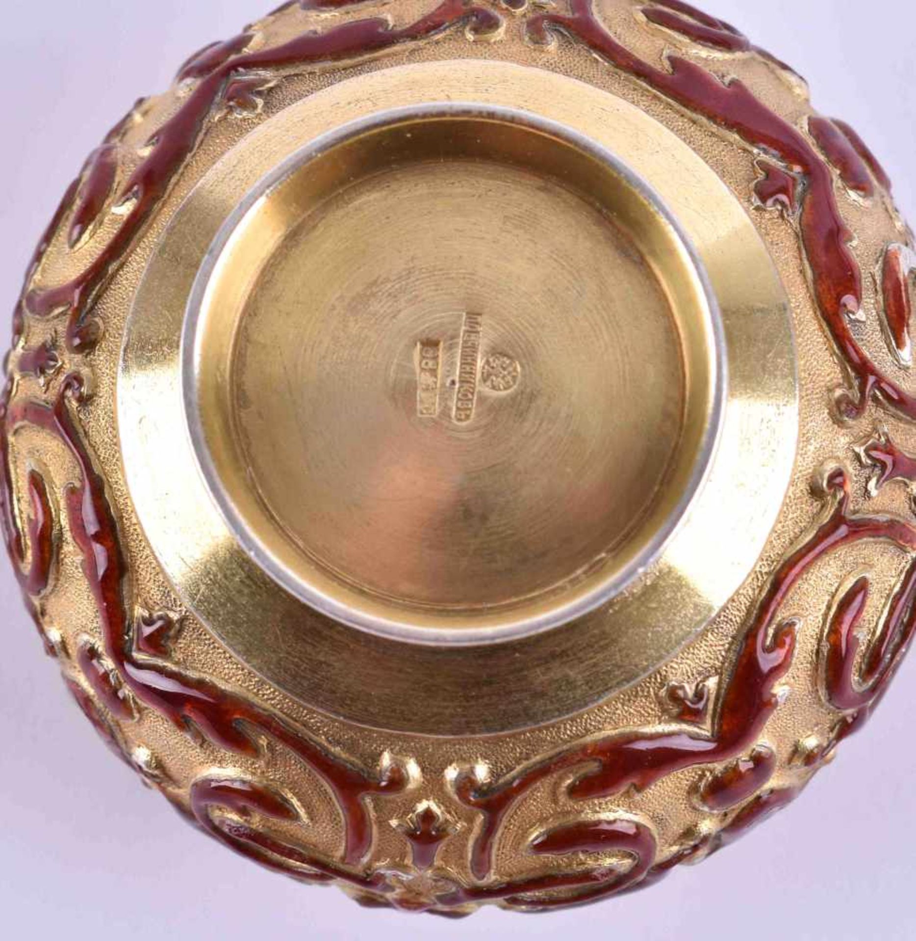 Cloisonne salice Russiasilver 88 Zolotnik, gilded inside, cyrillic master hallmark, height: 3.8 - Bild 4 aus 4