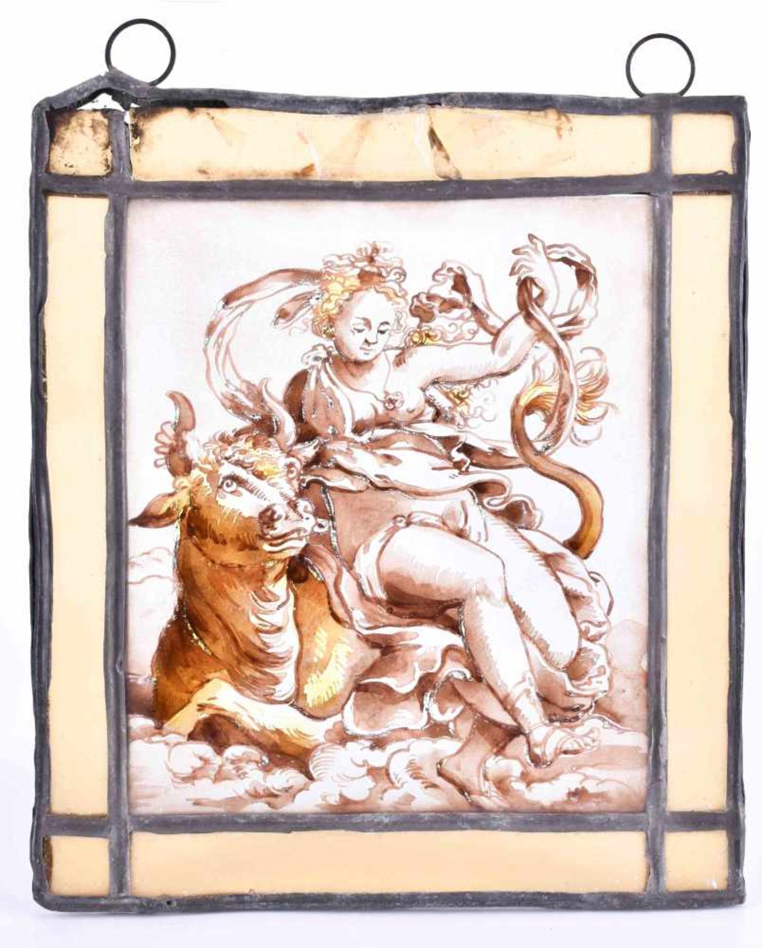 Baroque lead glazing around 175016,7 cm x 14,7 cmBarock-Bleiverglasung um 1750oberhalb Glas mit - Bild 2 aus 3