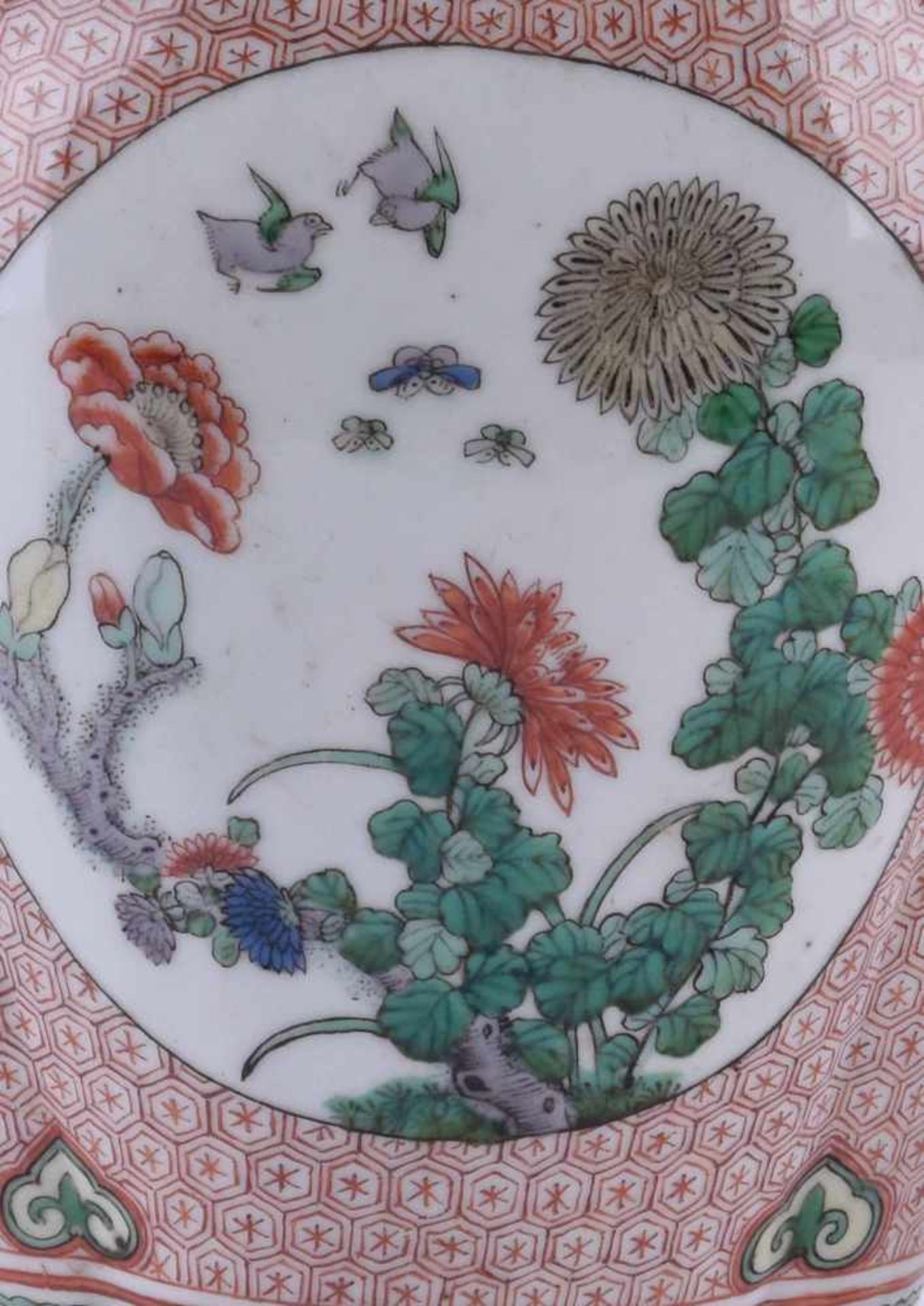 Vase China 19th centurycolorfully painted, under the bottom with an old collection number, at the - Image 3 of 7