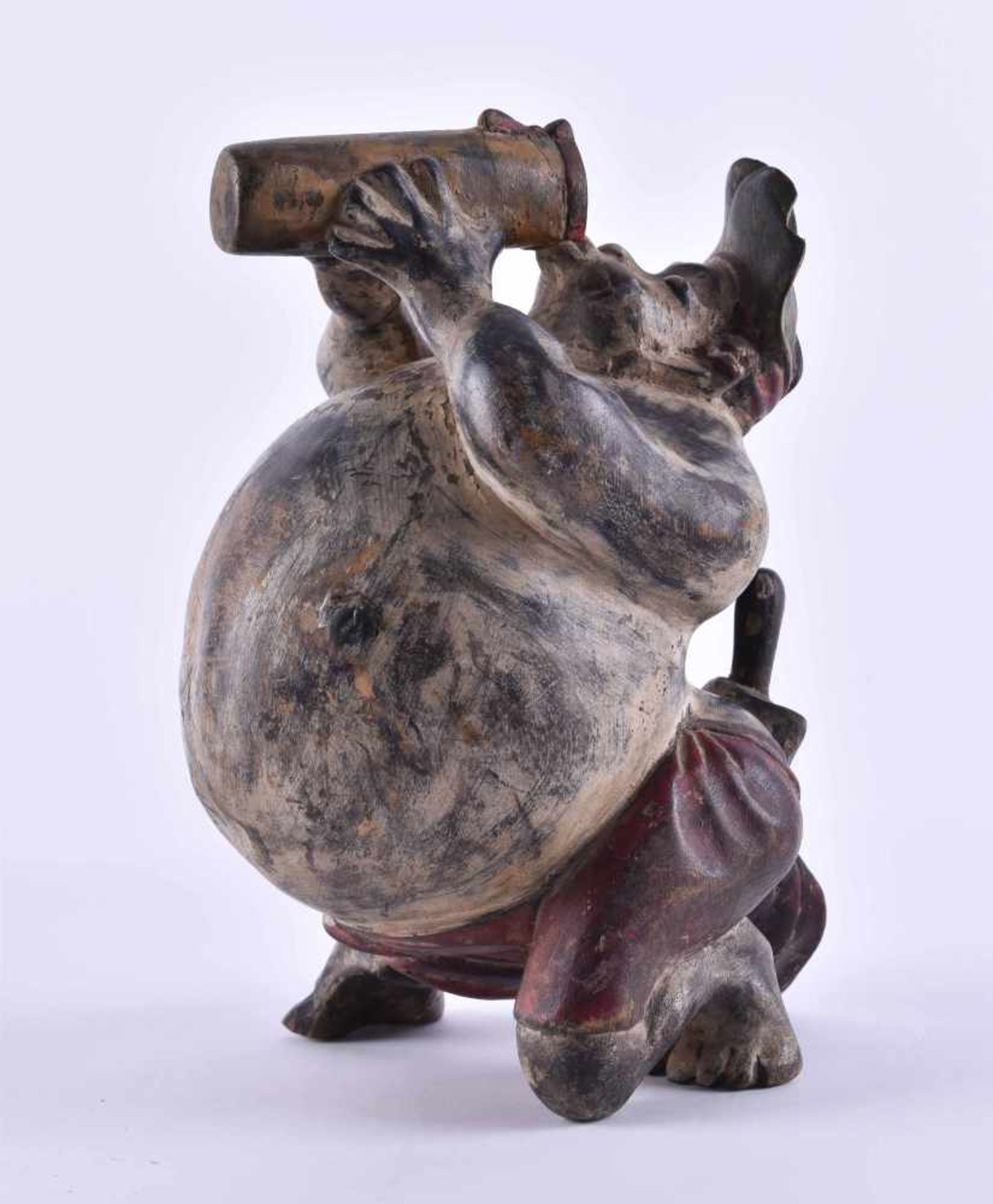 Figure Japan Meiji period"Drinking sumo wrestler"sculpture - wood, polychrome painted, height: 19 - Image 2 of 4