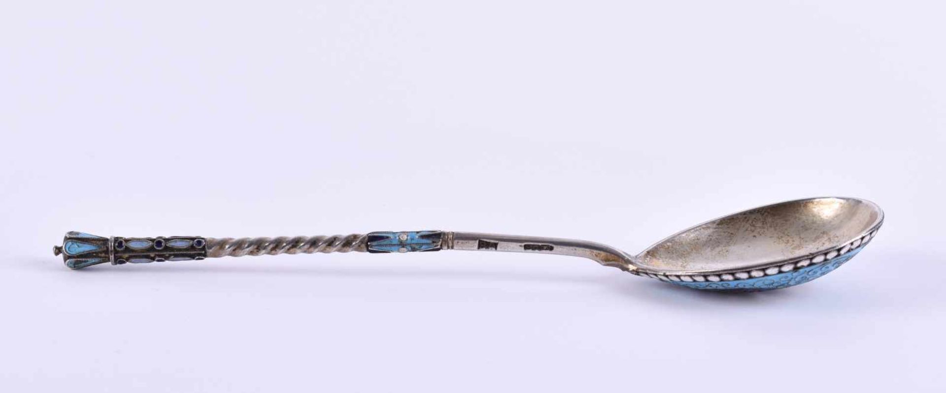 Cloisonn spoon Russiasilver 84 Zolotnik, cyrillic master hallmark, length: 16.3 cmCloisonnelöffel - Bild 3 aus 4