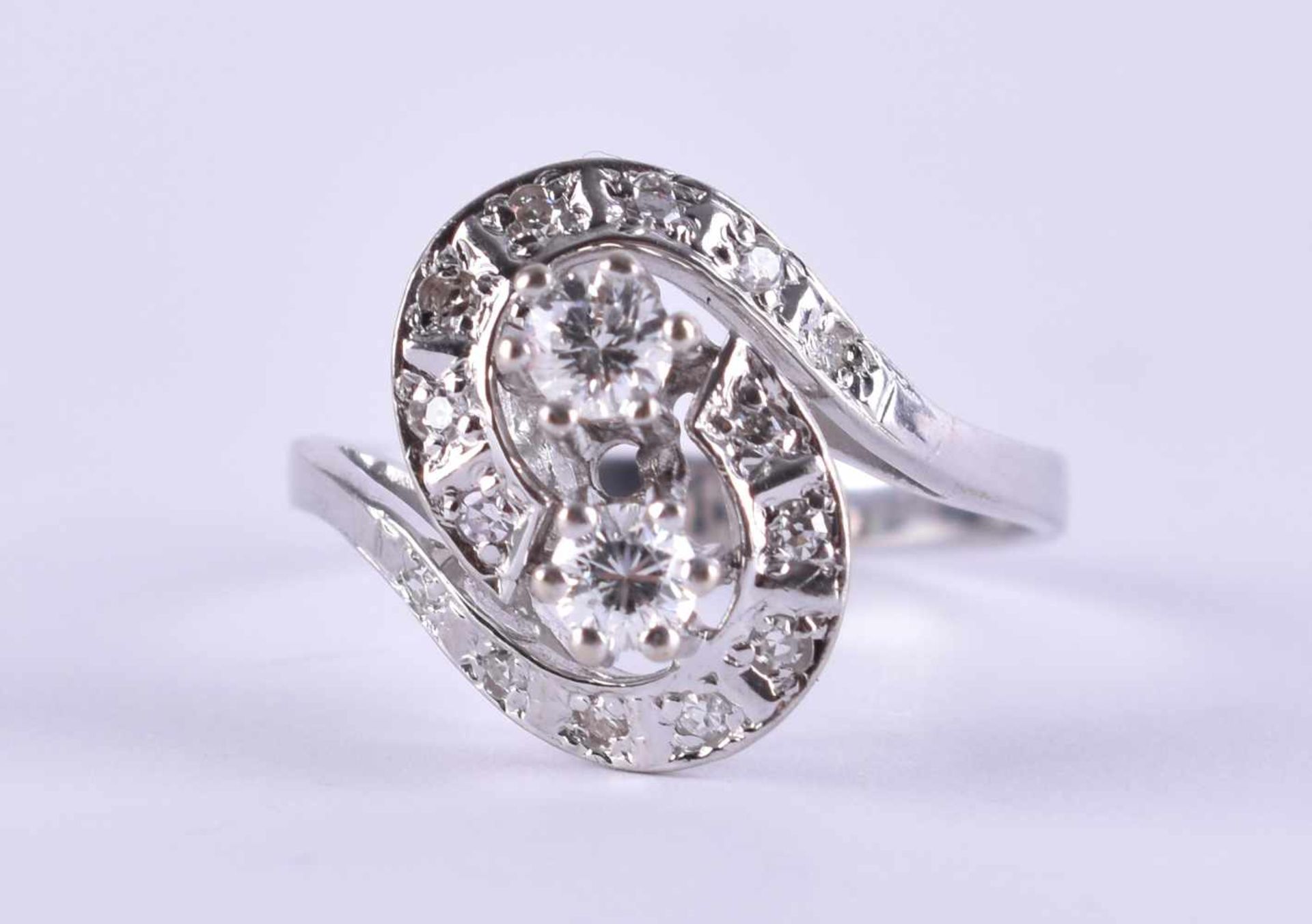 Ladies diamond ringwhite gold 585/000, set with brilliants, together approx. 0.50 ct, ring size
