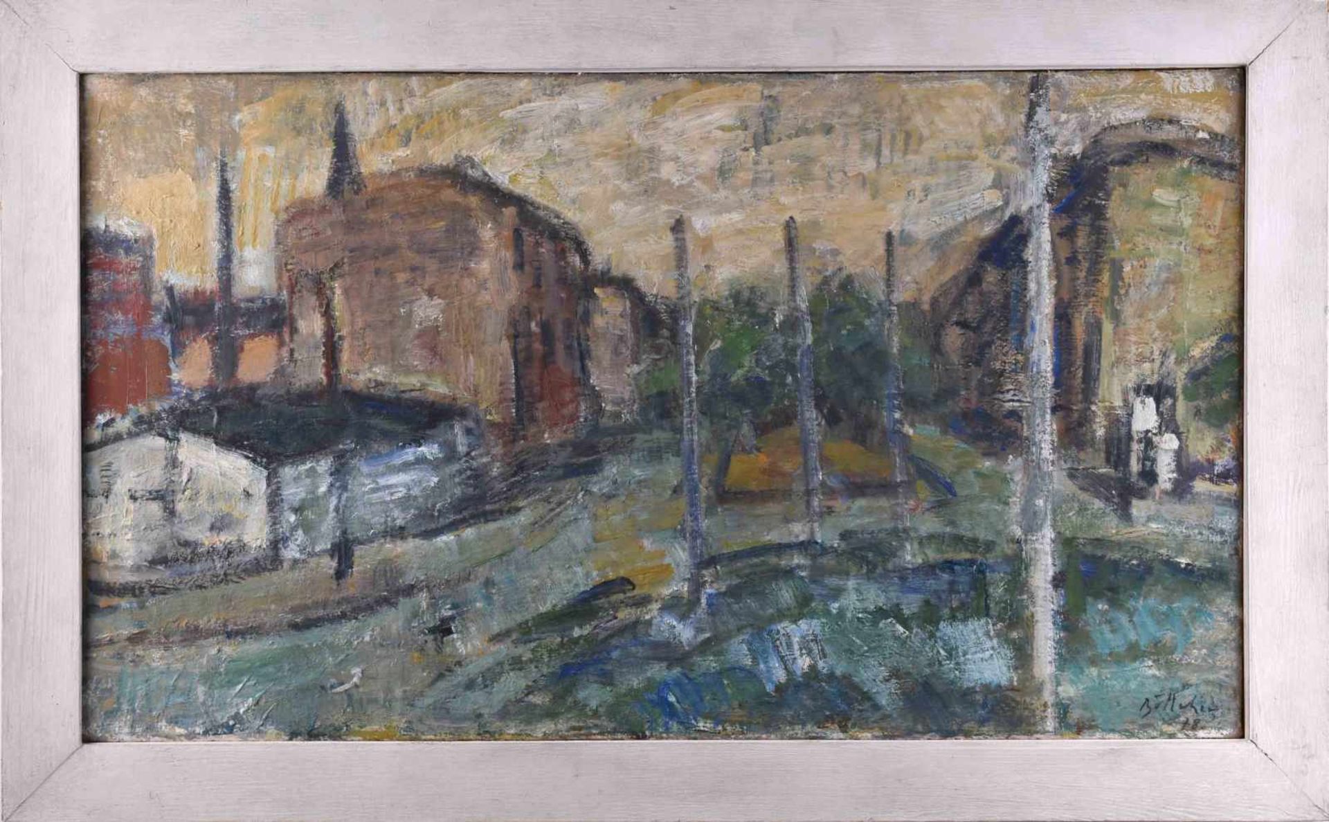 Manfred Richard BÖTTCHER (1933-2001)"Alter Bersarinplatz- Berlin"painting oil / canvas, 41 cm x 70.5 - Bild 2 aus 7