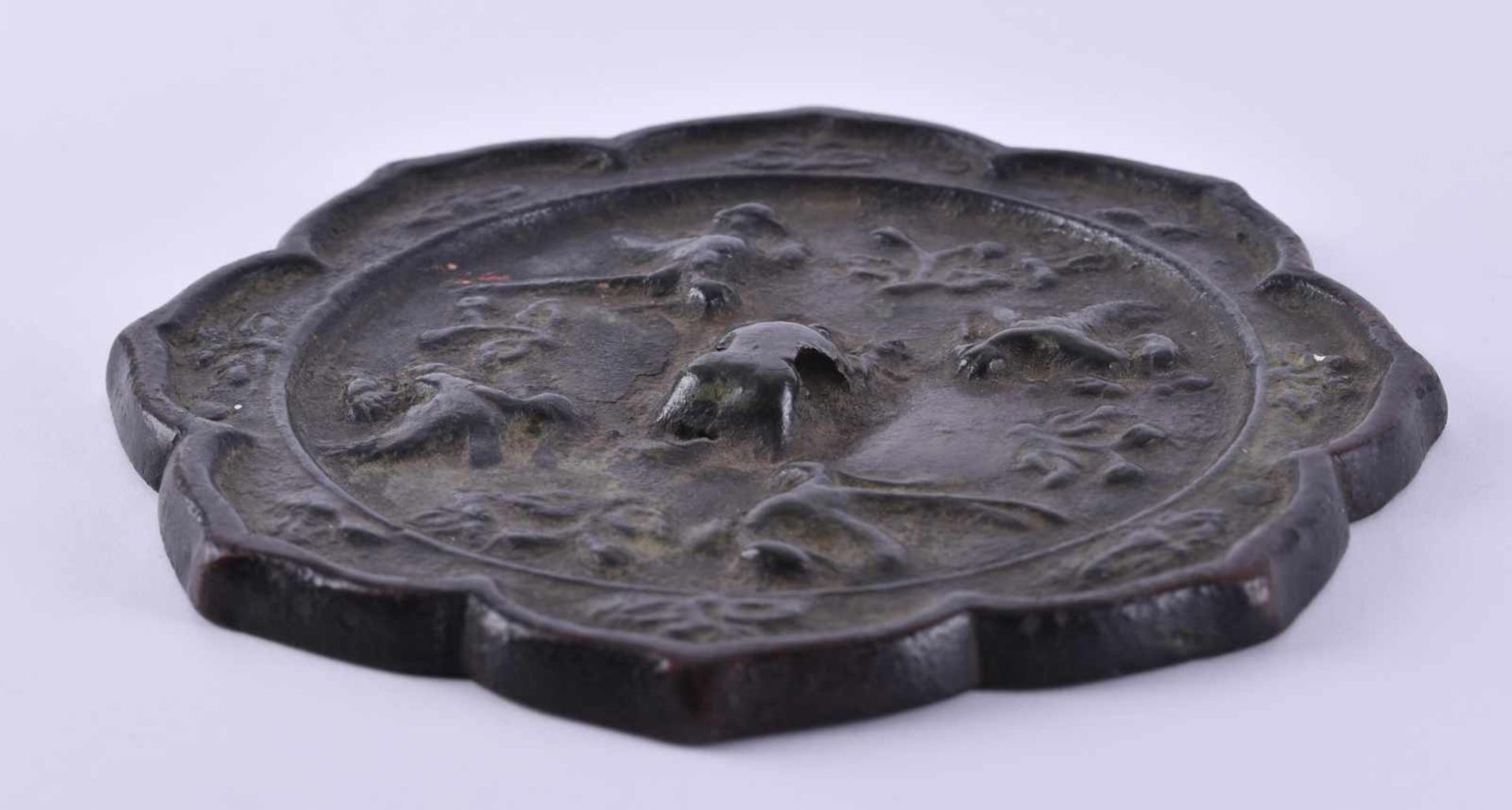 Mirror, China probably Song Dynasty (960 - 1279)bronze mirror, in the center with birds, center hill - Image 2 of 4