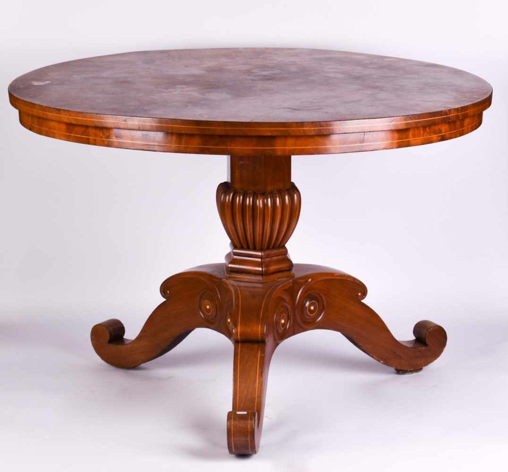 Biedermeier tableburl wood, round, height: 74 cm, Ø 107 cmBiedermeier TischWurzelholz, rund, H: 74