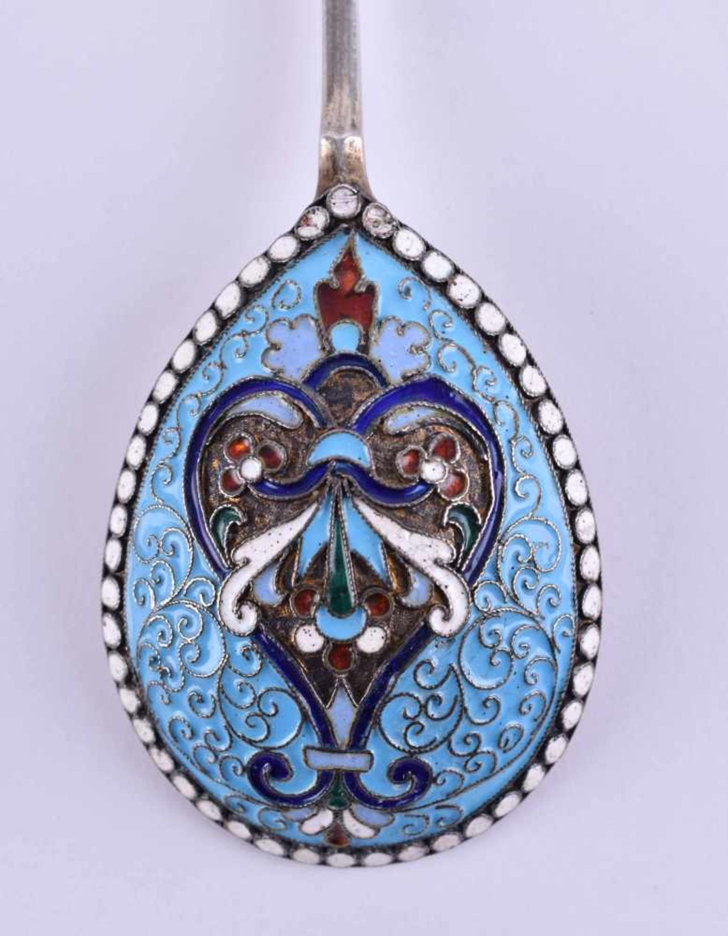 Cloisonn spoon Russiasilver 84 Zolotnik, cyrillic master hallmark, length: 16.3 cmCloisonnelöffel - Bild 2 aus 4