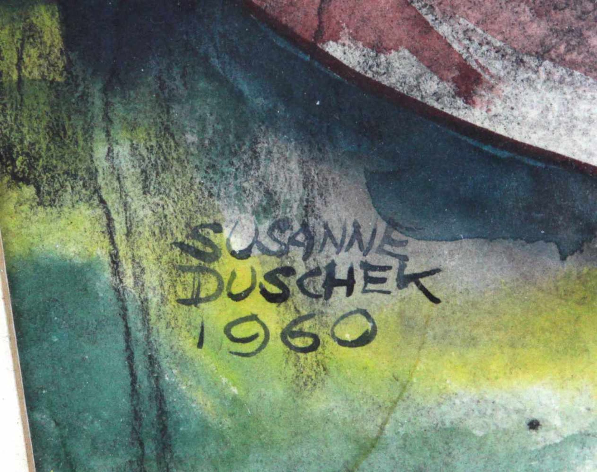 2 Damen - Duschek, Susanne 1960Aquarell links unten signiert Susanne Duscheck sowie datiert 1960, - Bild 2 aus 2