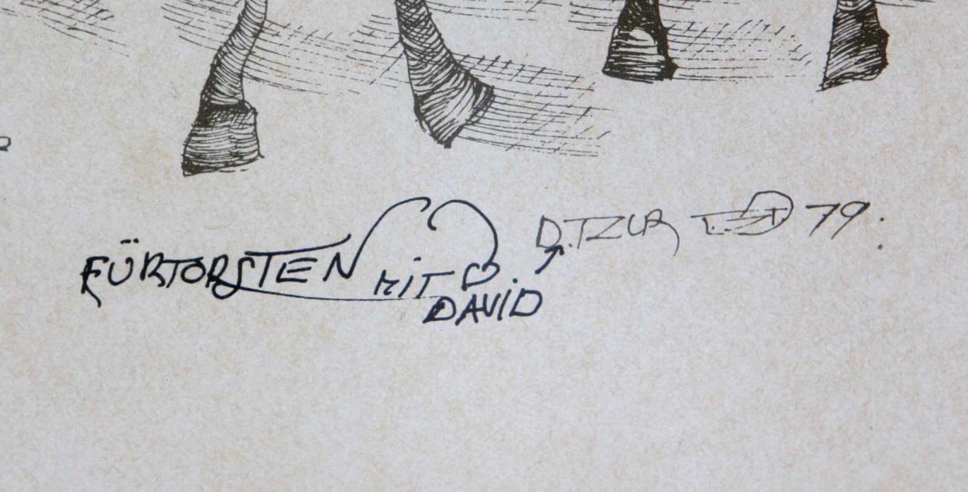 Einzug nach Jerusalem - Tzur, DavidLithographie rechts unten in der Platte signiert D. Tzur sowie - Bild 2 aus 2