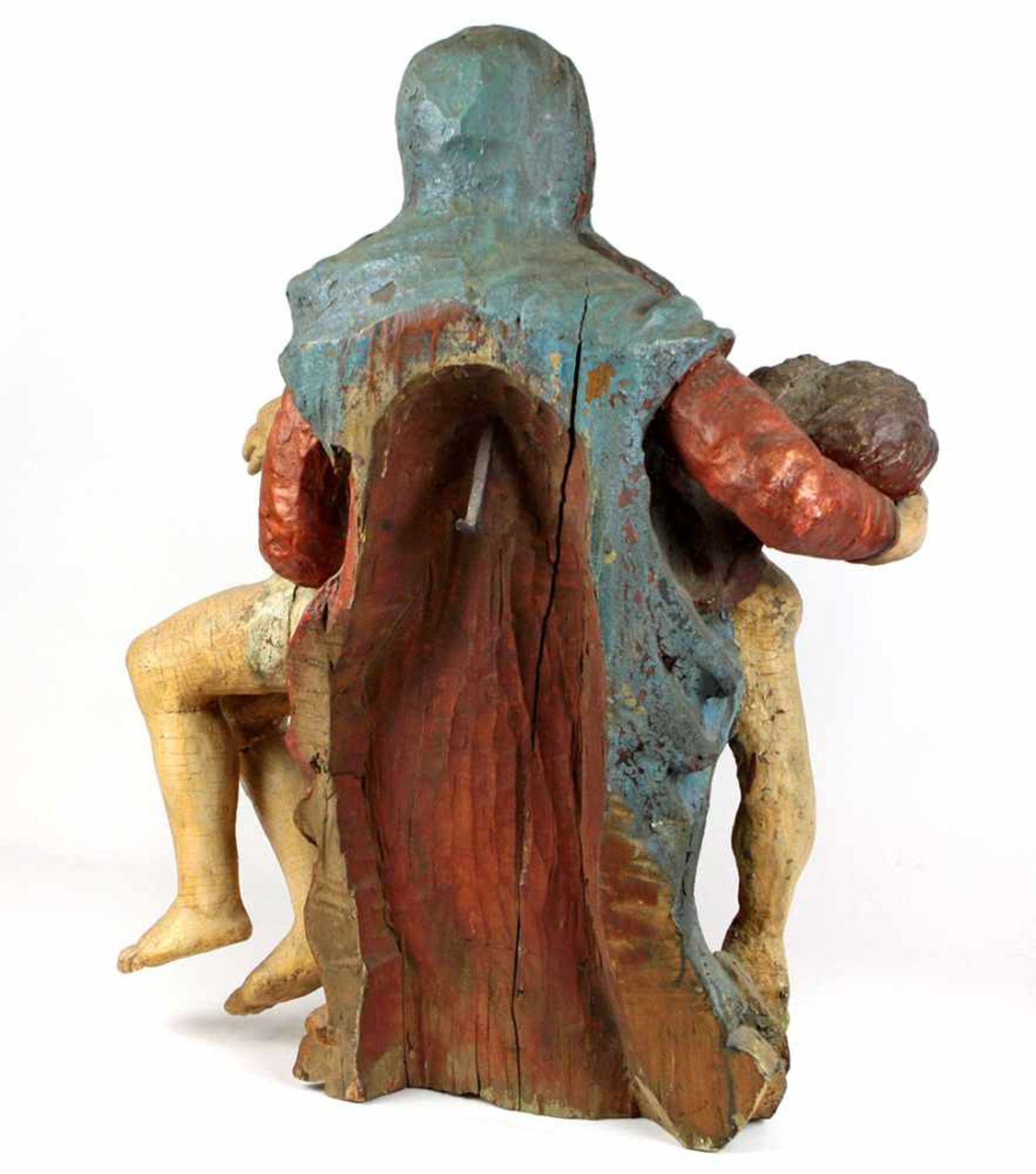 Maria mit JesusObstholz von Hand beschnitzt, teils angesetzt u. farbig gefasst, Mittelteil aus einer - Bild 4 aus 7