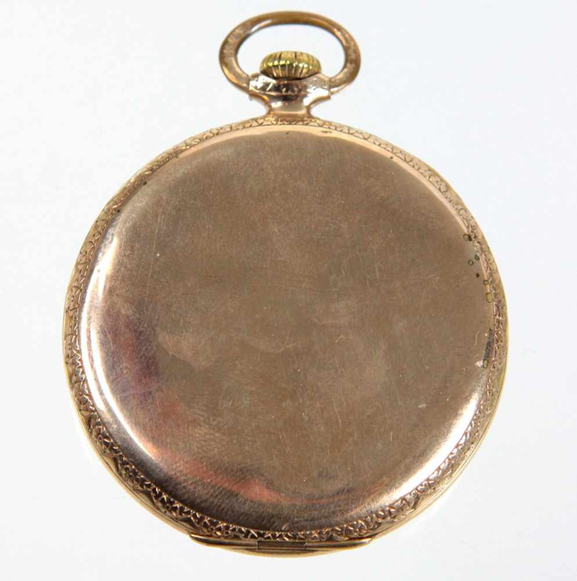 *Elgin* Taschenuhr USA um 1920schlichtes vergoldetes Uhrengehäuse mit Floralrand, - Bild 2 aus 3