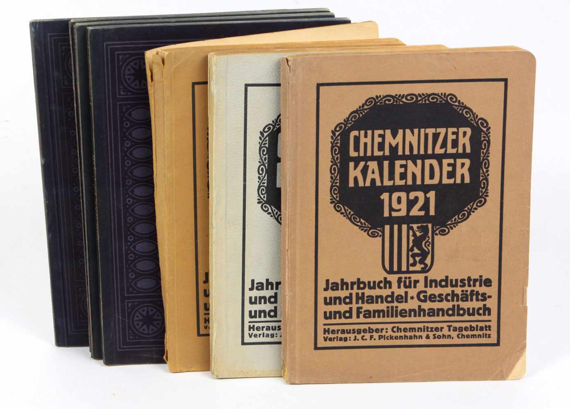 3 Chemnitzer Kalender 1921/29 u.a.Jahrbuch für Industrie und Handel, Geschäfts- und Familienhandbuch