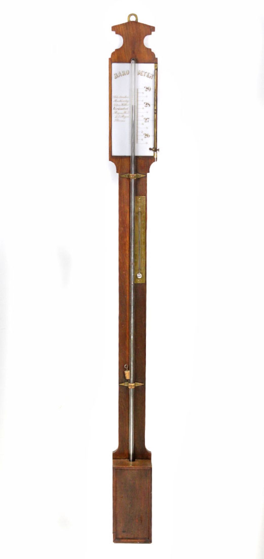 Biedermeier Barometer um 1840Nußbaum langrechteckige Ausführung, mit Quecksilber u. Skala, mittig