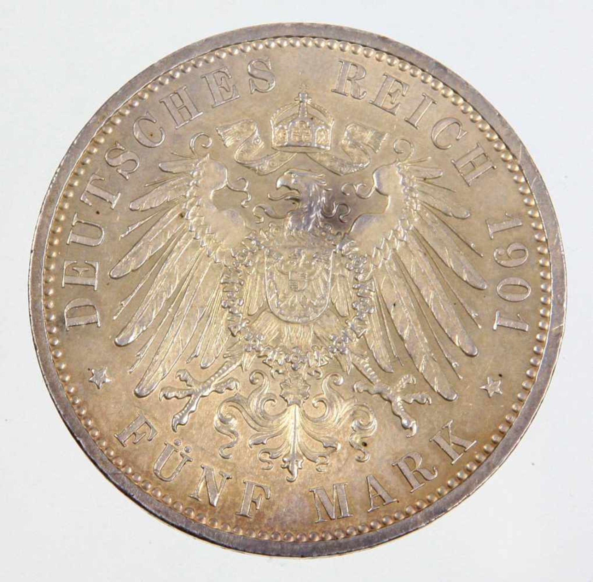 5 Mark 200 Jahre Königreich Preussen 1901Silbermünze Fünf Mark Deutsches Reich 1901, so um gekrönten - Bild 2 aus 2