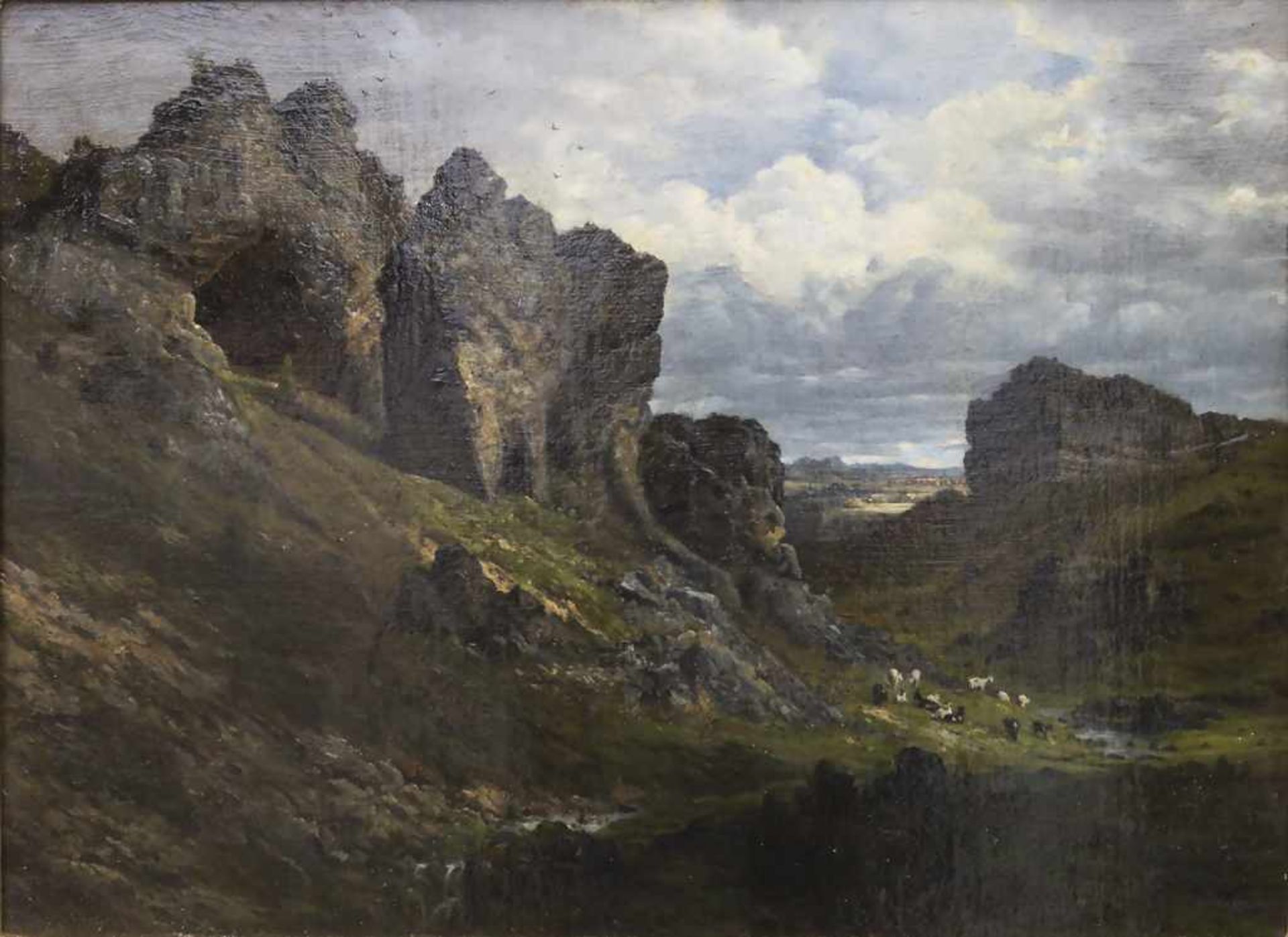 Hans Thoma (1839-1924), 'Felsenlandschaft mit Ziegenherde' / 'A rocky landscape with goats'