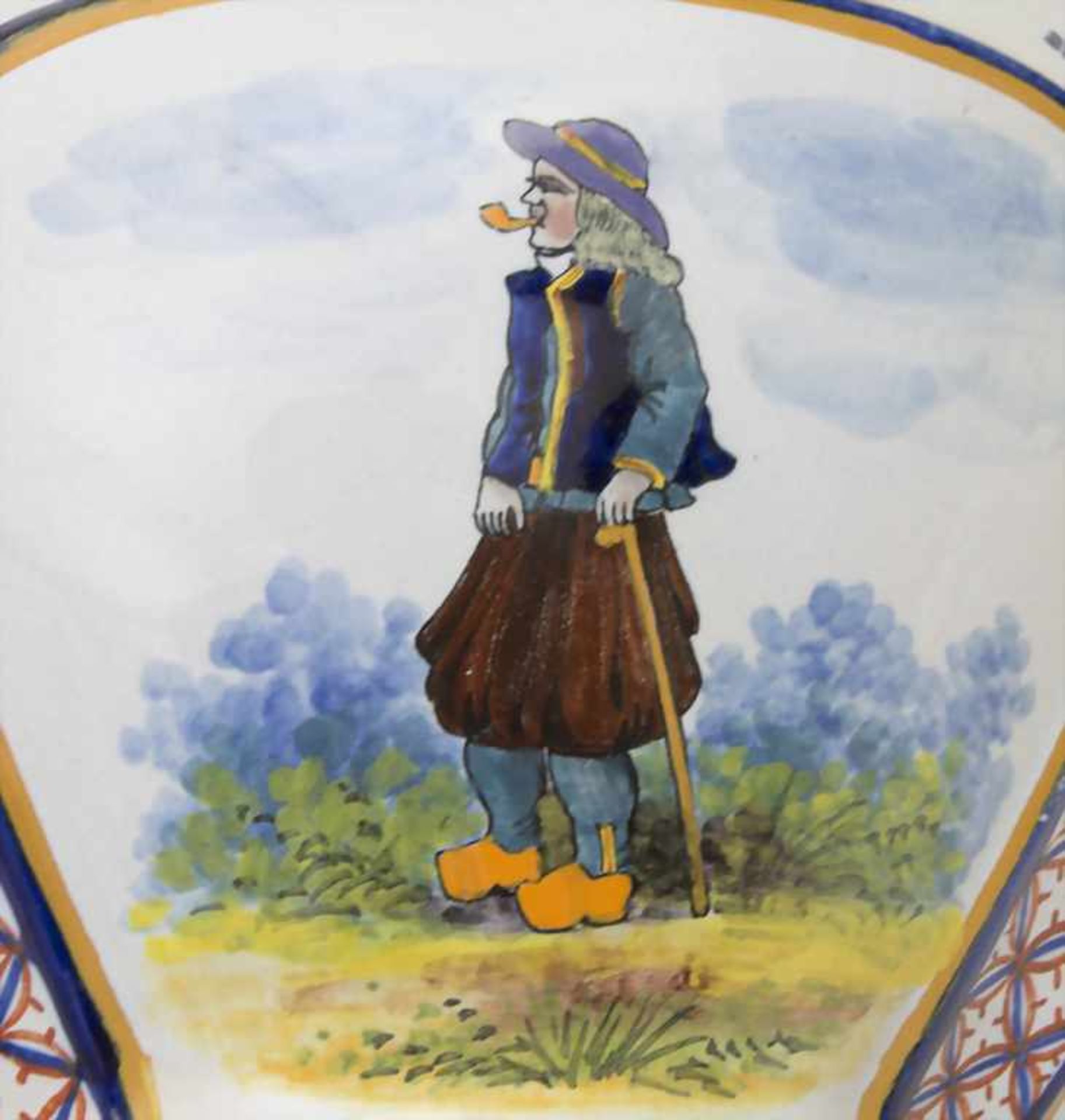 Fayence Deckelterrine / A faience tureen, Quimper, Bretagne, Frankreich, 20. Jh.Material: Fayence, - Image 9 of 9