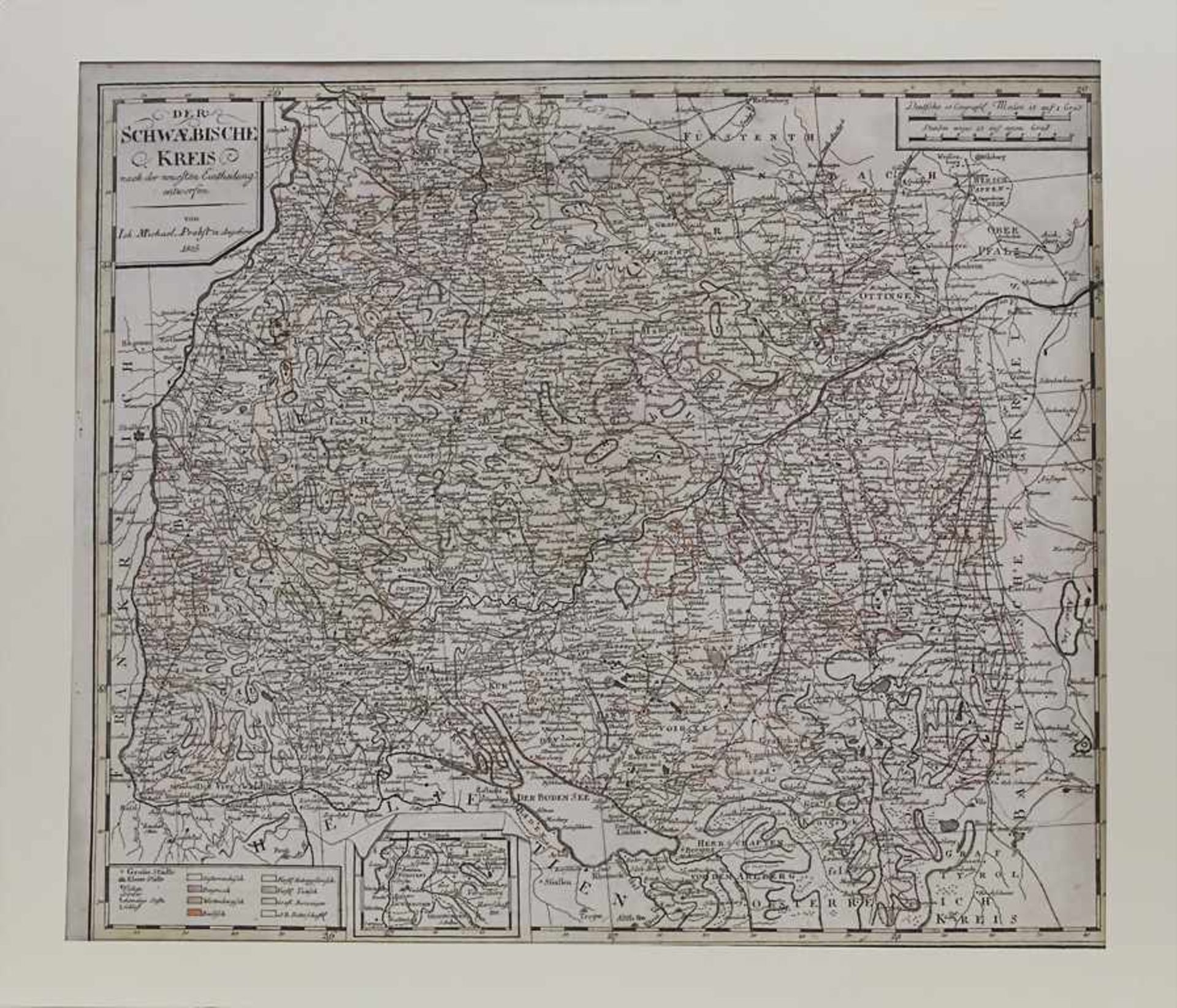 I. M. Probst (1757-1809), Historische Karte Baden-Württembergs 'Der Schwäbische Kreis nach der - Image 2 of 2