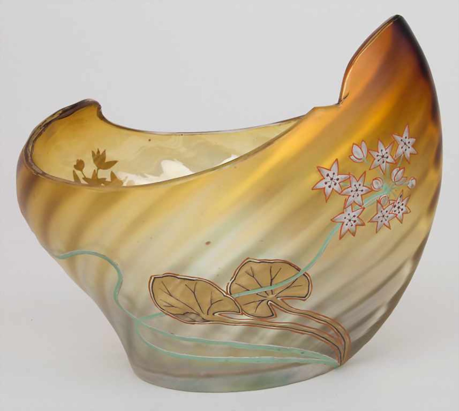 Jugendstil Glaszierschale / An Art Nouveau glass bowl, um 1905Material: farbloses Glas, rot-braun - Bild 4 aus 6