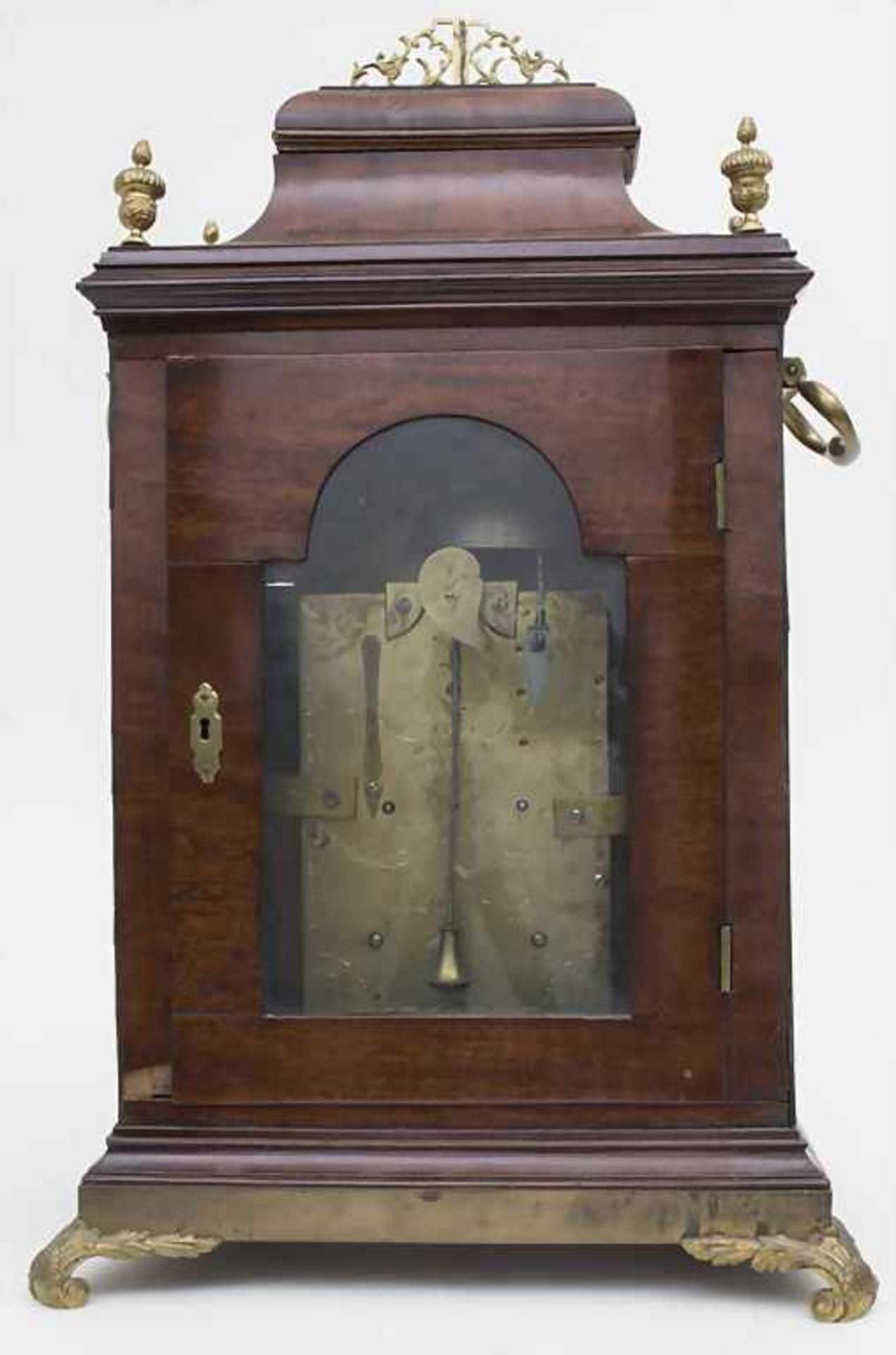 Barock Stutzuhr, Freres Melly, London, um 1770Gehäuse: Holz furniert (Mahagony),Ziffernblatt: Metall - Image 8 of 9