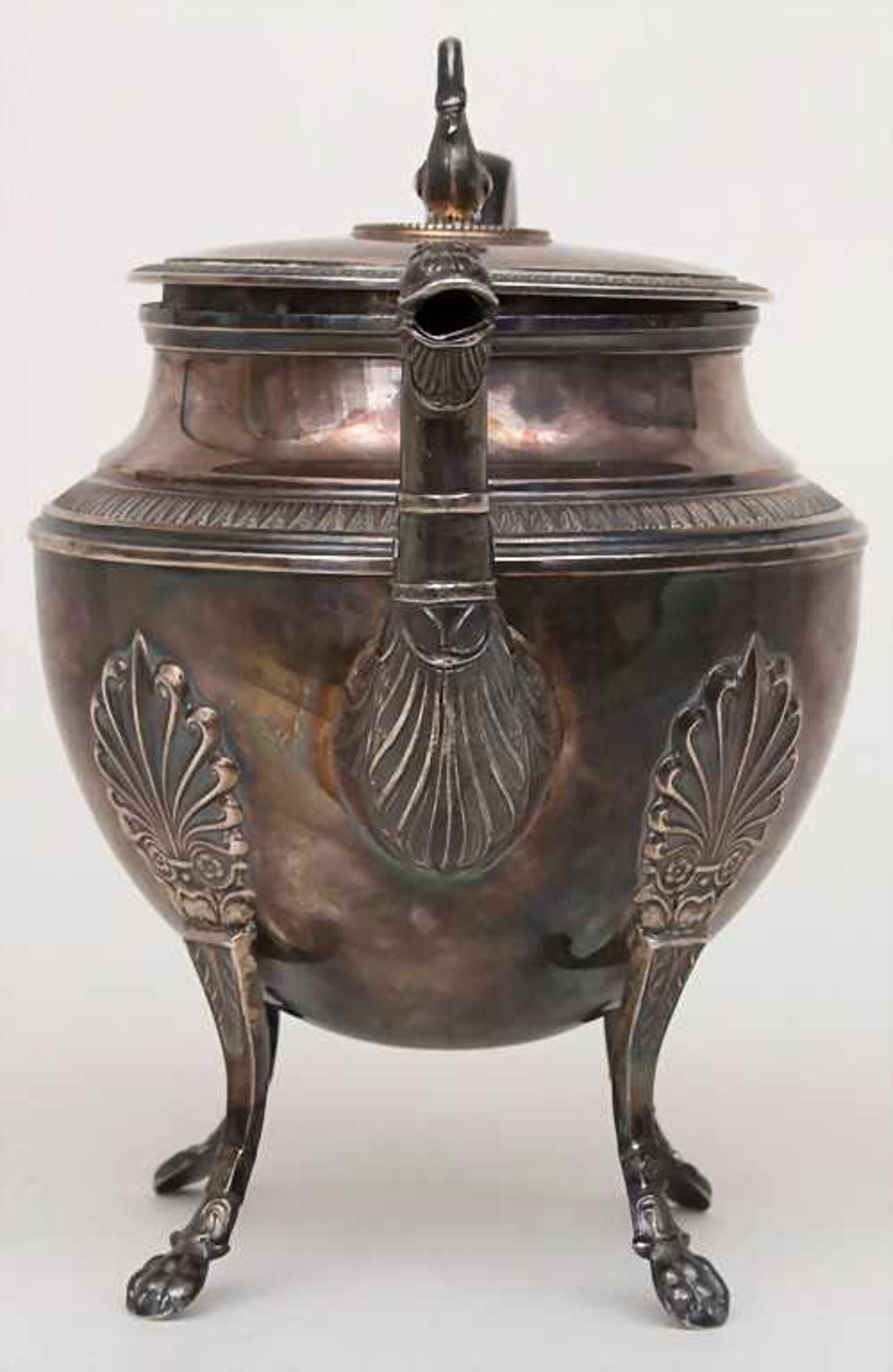 Teekanne / A silver tea pot, Paris, um 1900Material: Silber 950, Punzierung: Minerva Kopf, - Image 3 of 9