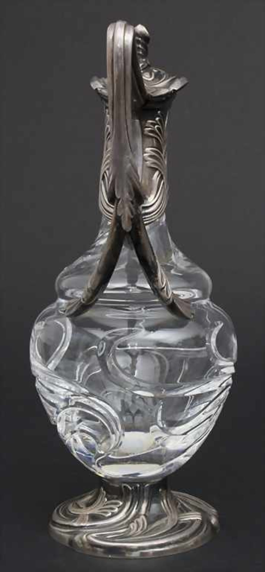 Jugendstil-Karaffe mit Silbermontur / Art Nouveau carafe with silver garbMaterial: farbloses Glas, - Bild 4 aus 7