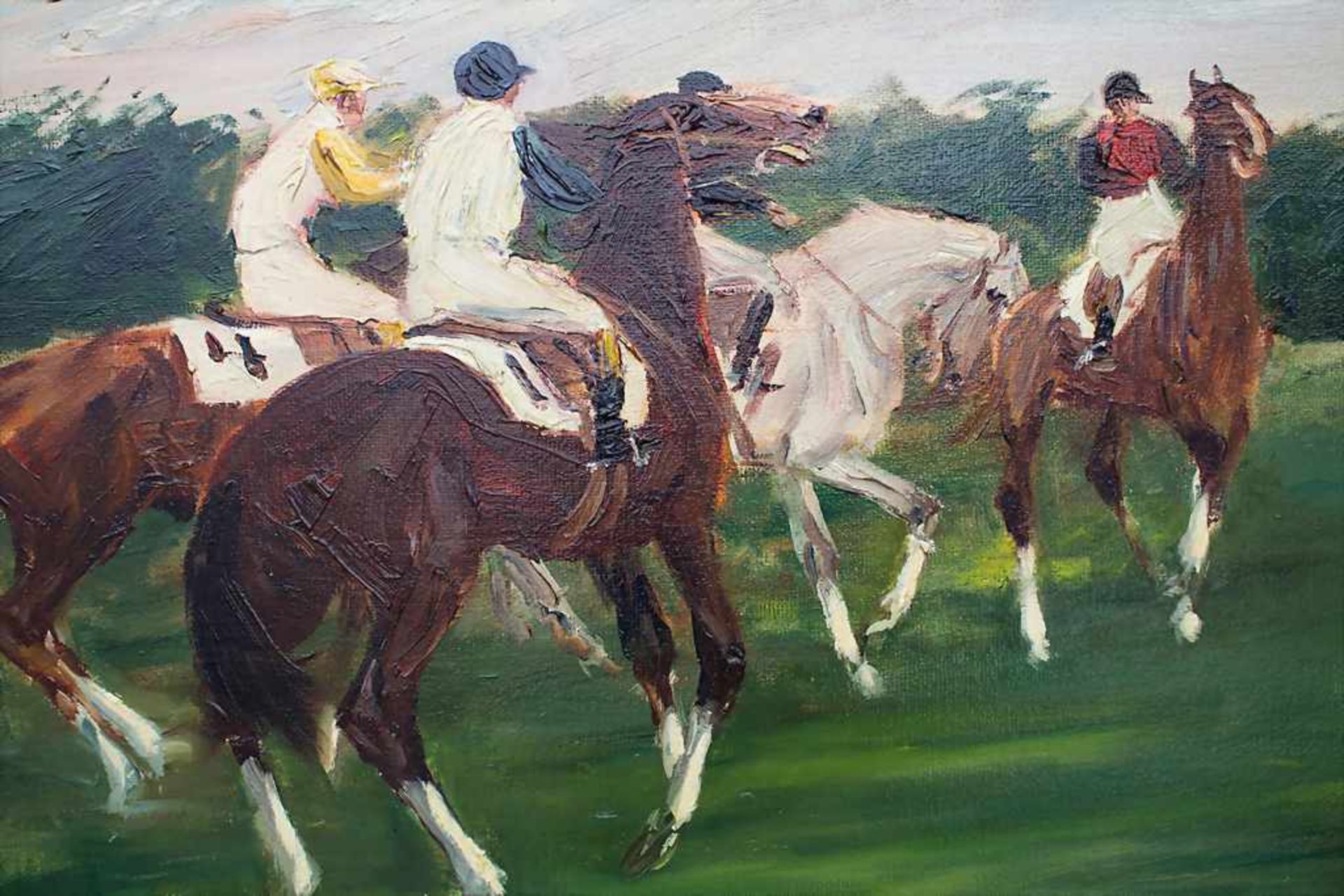 Otto Dill (1884-1957), 'Poloreiter' / 'Polo riders'Technik: Öl auf Malkarton, gerahmt, Signatur: - Bild 4 aus 7