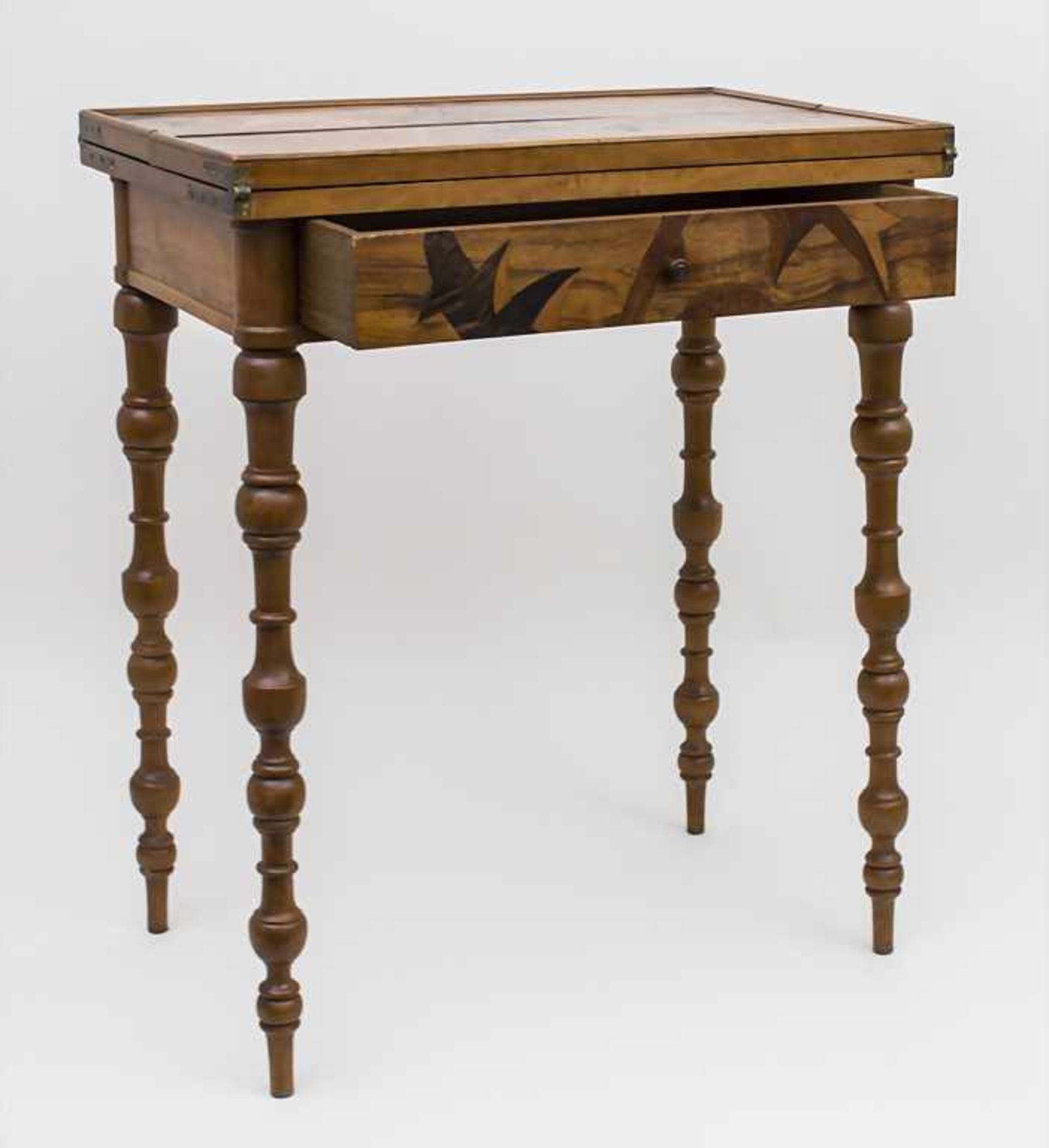 Spieltisch / Gambling Table, Emile Galle, Nancy, um 1900Material: unterschiedl. Hölzer mit feiner - Bild 4 aus 5