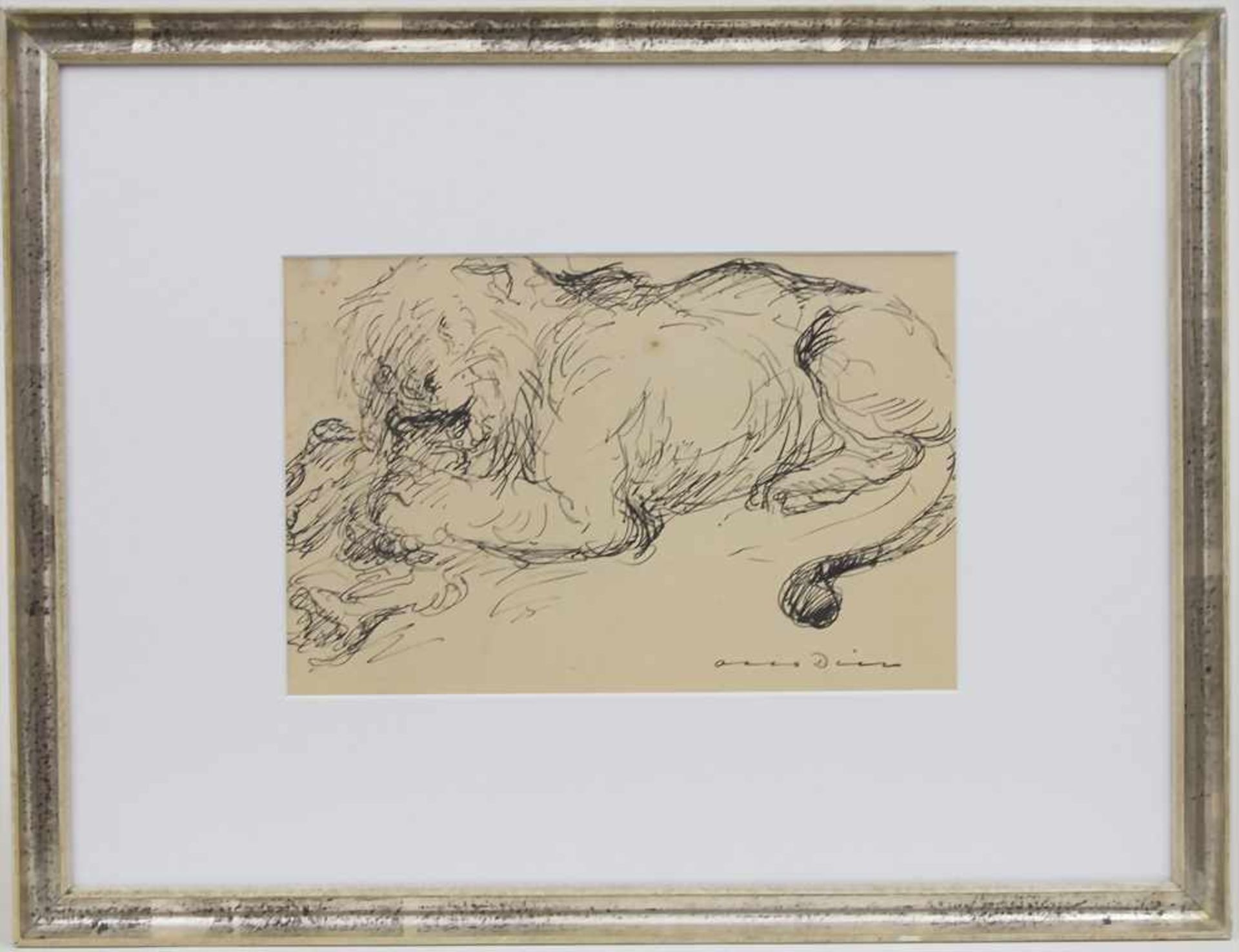 Otto Dill (1884-1957), 'Fressender Löwe' / 'An eating lion'Technik: Tuschezeichnung auf Papier, - Image 2 of 7