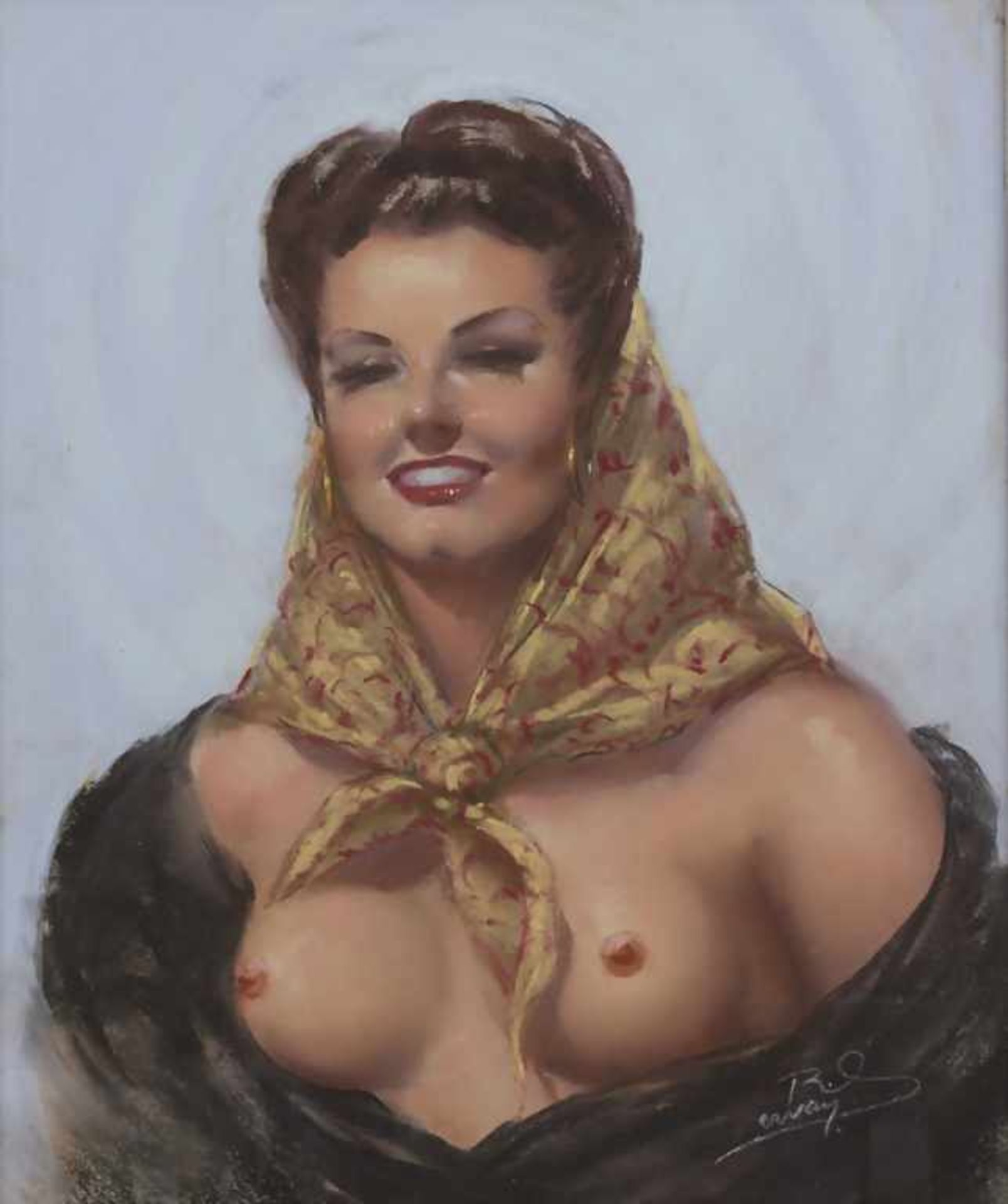Künstler der 1950er Jahre, 'Weiblicher Halbakt' / 'A female semi-nude'Technik: Pastellkreide,