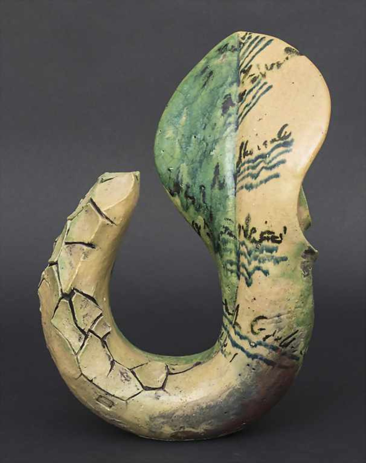 Künstlerkeramik 'Schlange' / An artist's ceramic 'Snake', 1950/60er JahreTechnik: Keramik, polychrom - Bild 2 aus 6