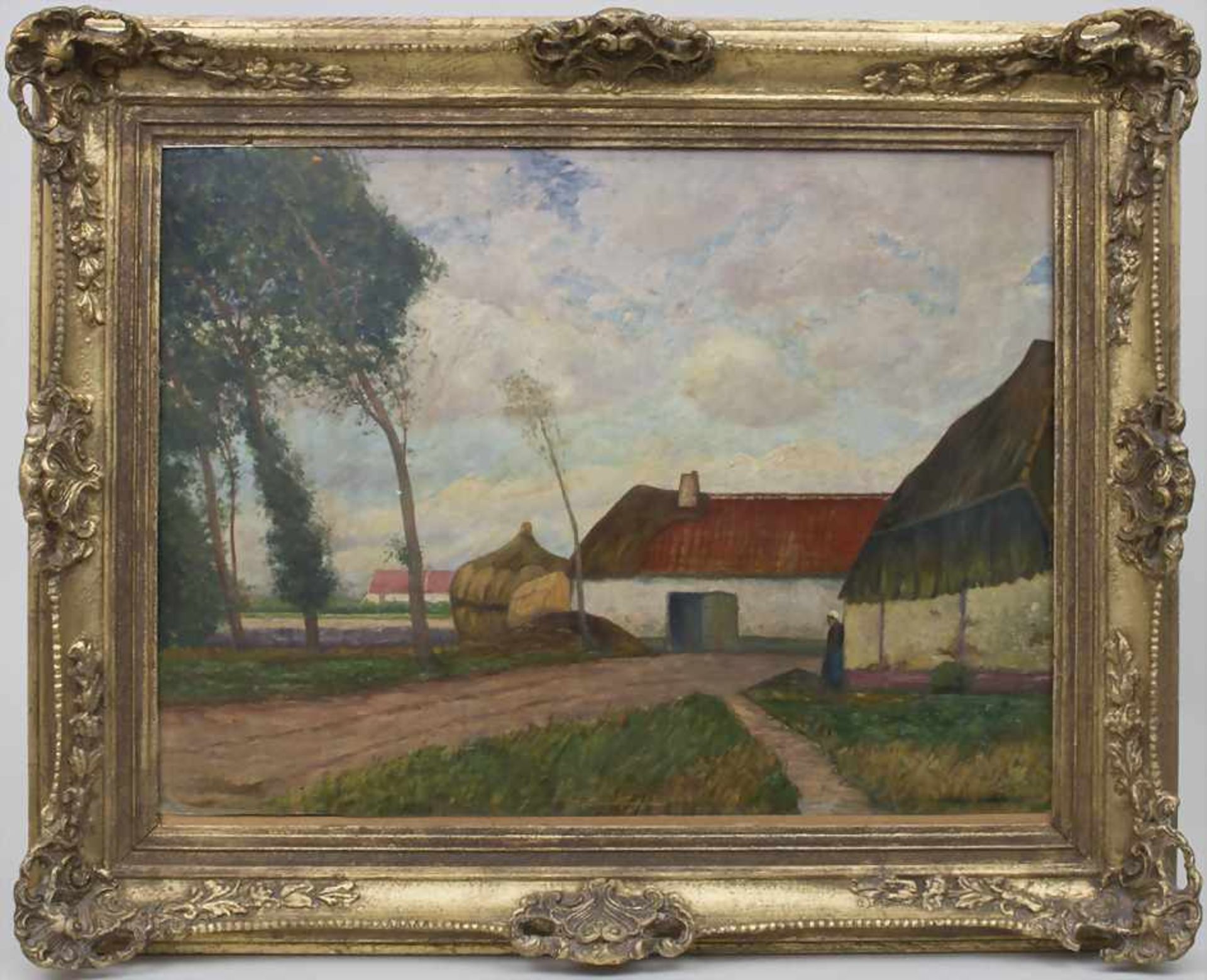 Künstler des 19. Jh., 'Gehöft mit Figurenstaffage' / 'A farmstead'Technik: Öl auf Karton, gerahmt, - Image 2 of 4