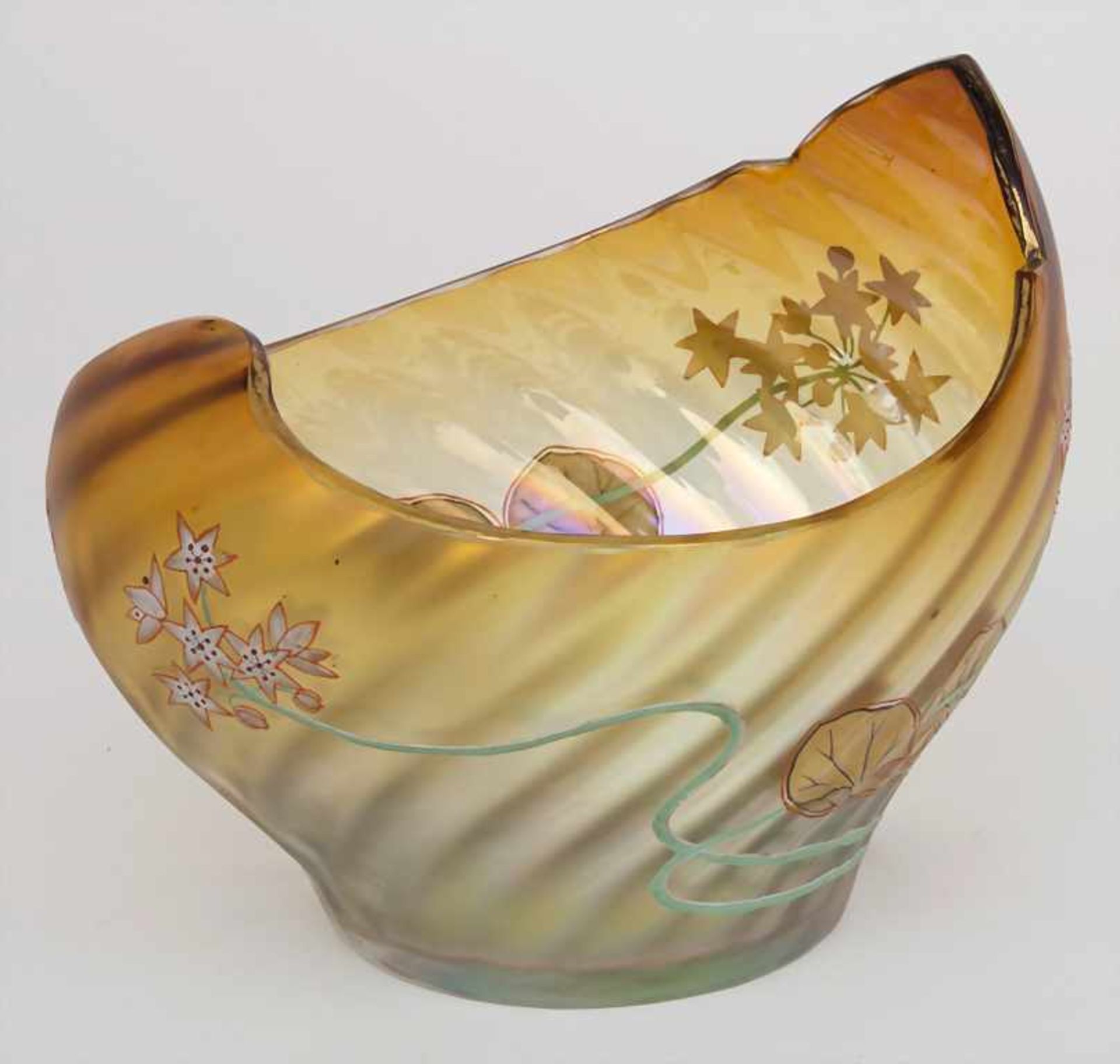 Jugendstil Glaszierschale / An Art Nouveau glass bowl, um 1905Material: farbloses Glas, rot-braun - Bild 3 aus 6