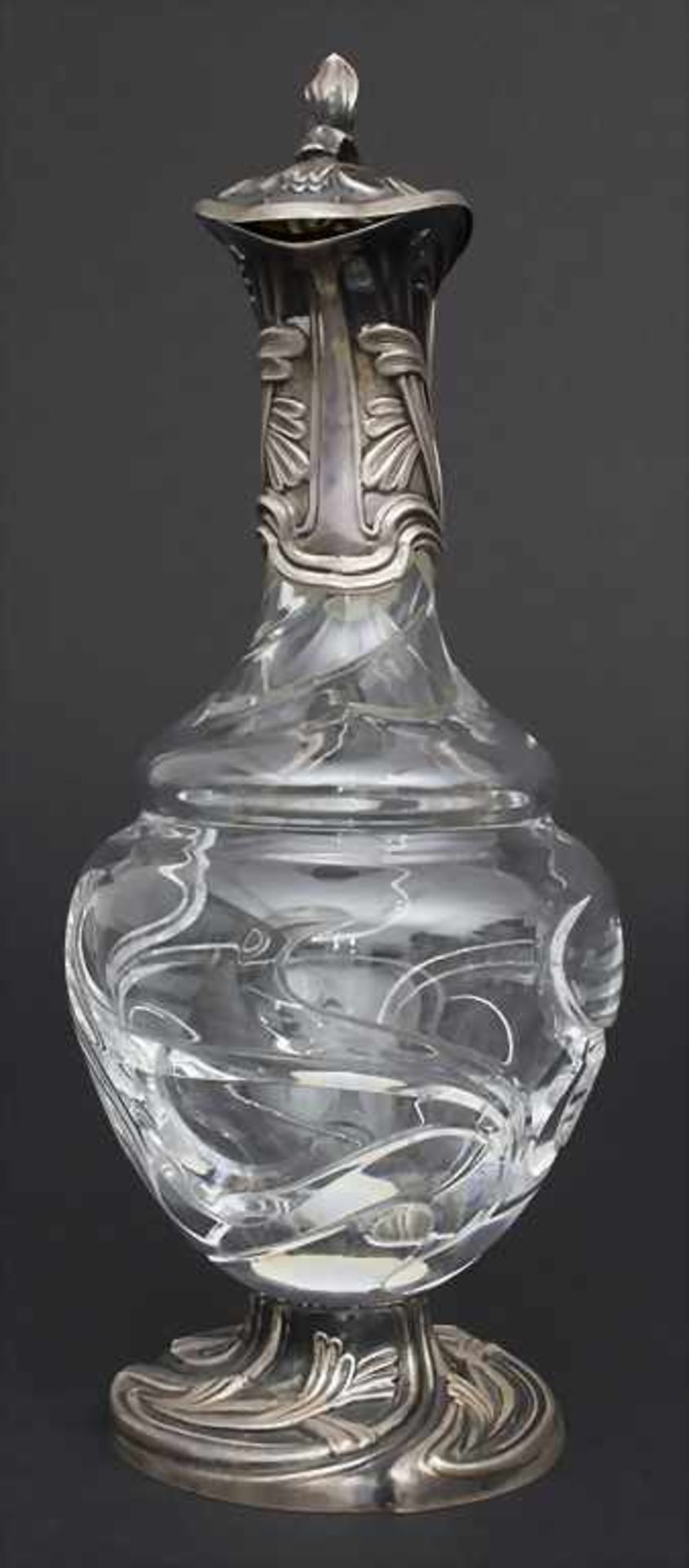 Jugendstil-Karaffe mit Silbermontur / Art Nouveau carafe with silver garbMaterial: farbloses Glas, - Bild 2 aus 7