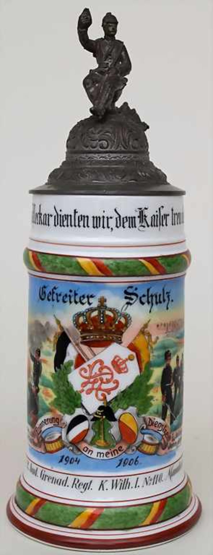 Reservistenkrug / A reservist beer mug, Mannheim, Baden, 1906Einheit: '9. Comp. 2. bad. Grenad.