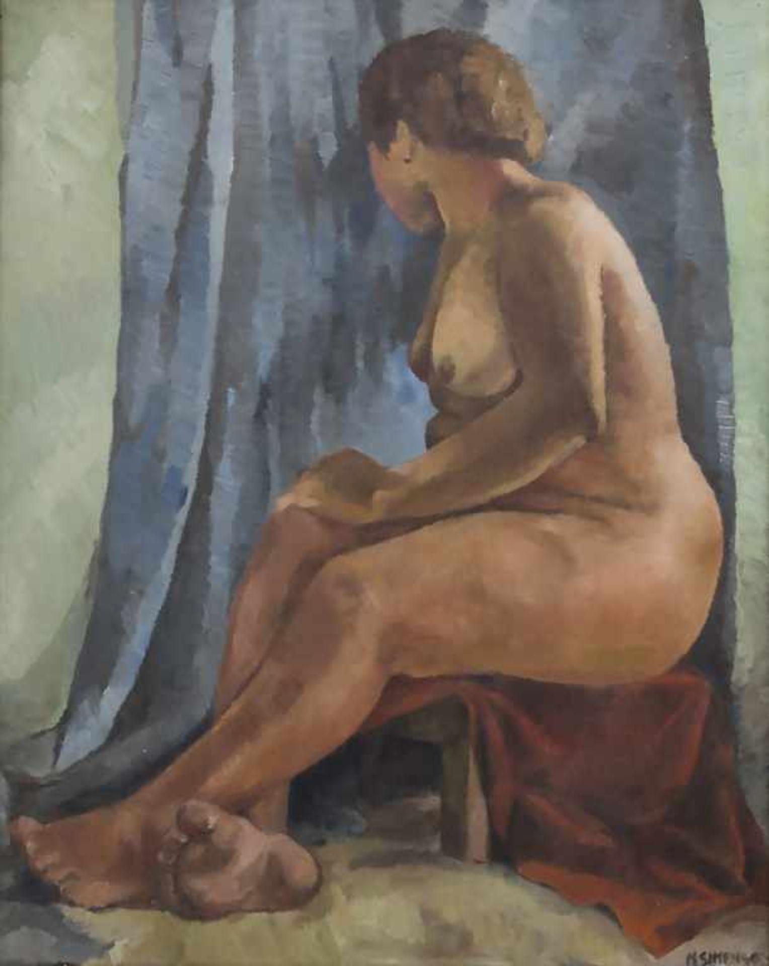 M. Simen (19./20. Jh.), 'Weiblicher Akt' / 'A female nude'Technik: Öl auf Leinwand, gerahmt,
