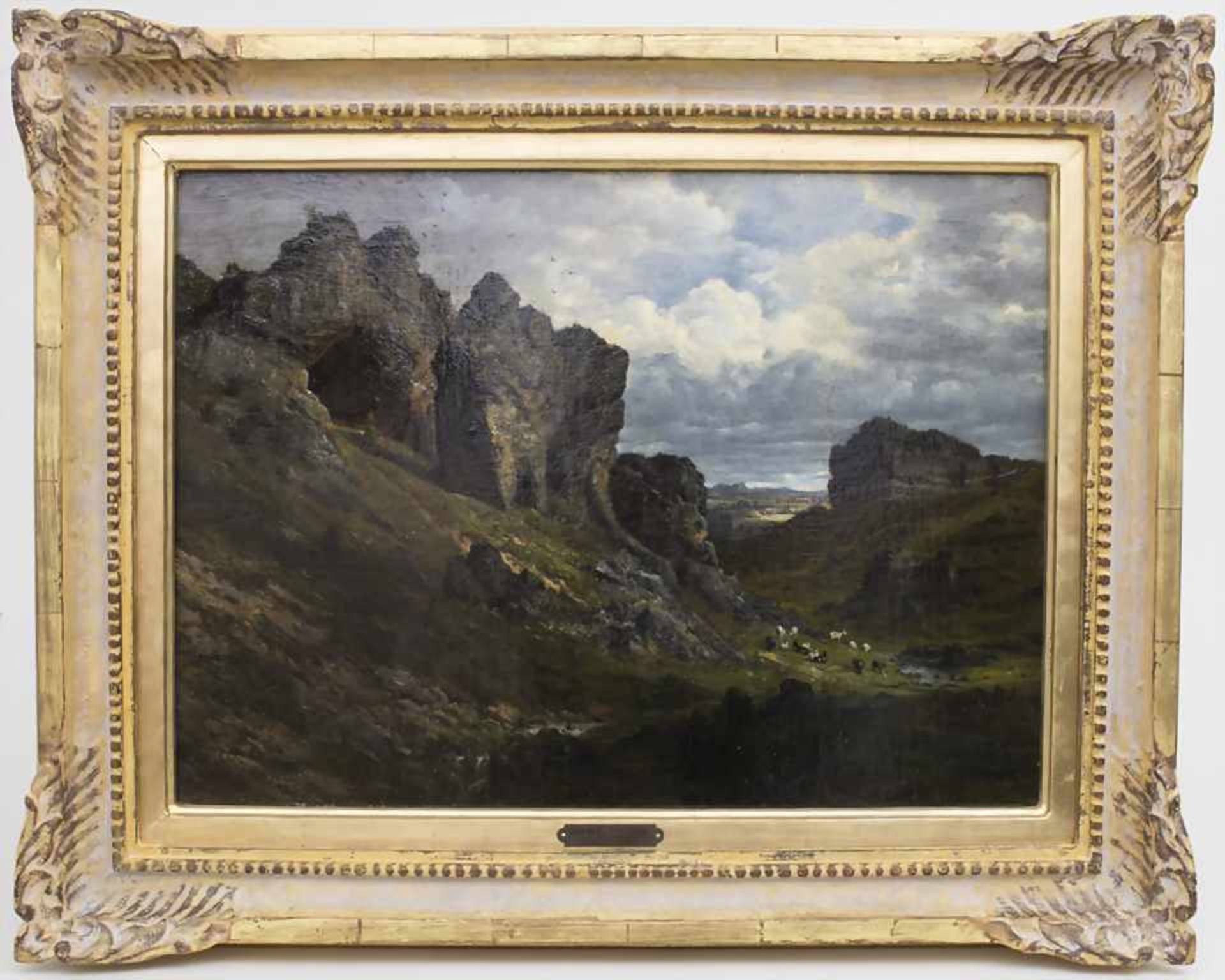 Hans Thoma (1839-1924), 'Felsenlandschaft mit Ziegenherde' / 'A rocky landscape with goats' - Image 2 of 6