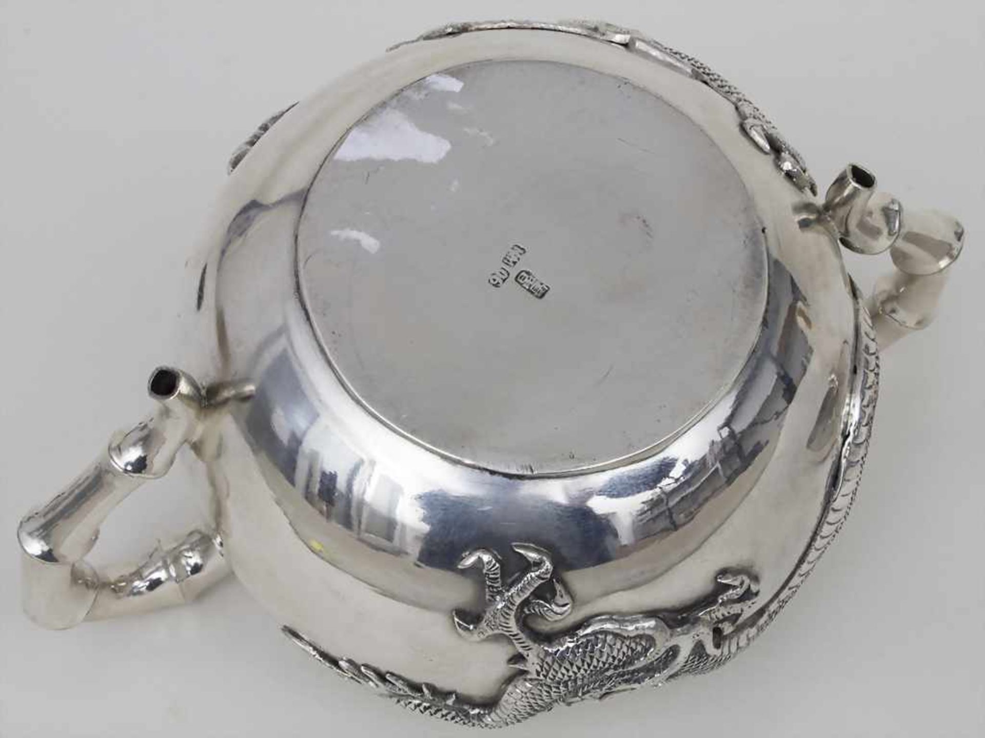 Zuckerdose mit Drachen / A Chinese export silver sugar bowl with a dragon, Wing Nam & Co. (1875- - Image 5 of 6