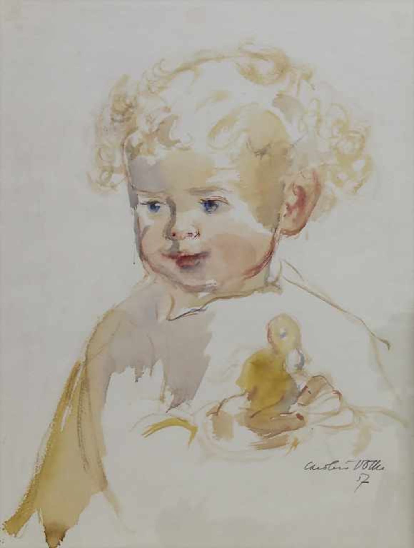 Carolus Vocke (1899-1979), 2 Porträtmalereien 'Kinder' mit Skizzensammlung / A set of 2 portraits ' - Image 3 of 6