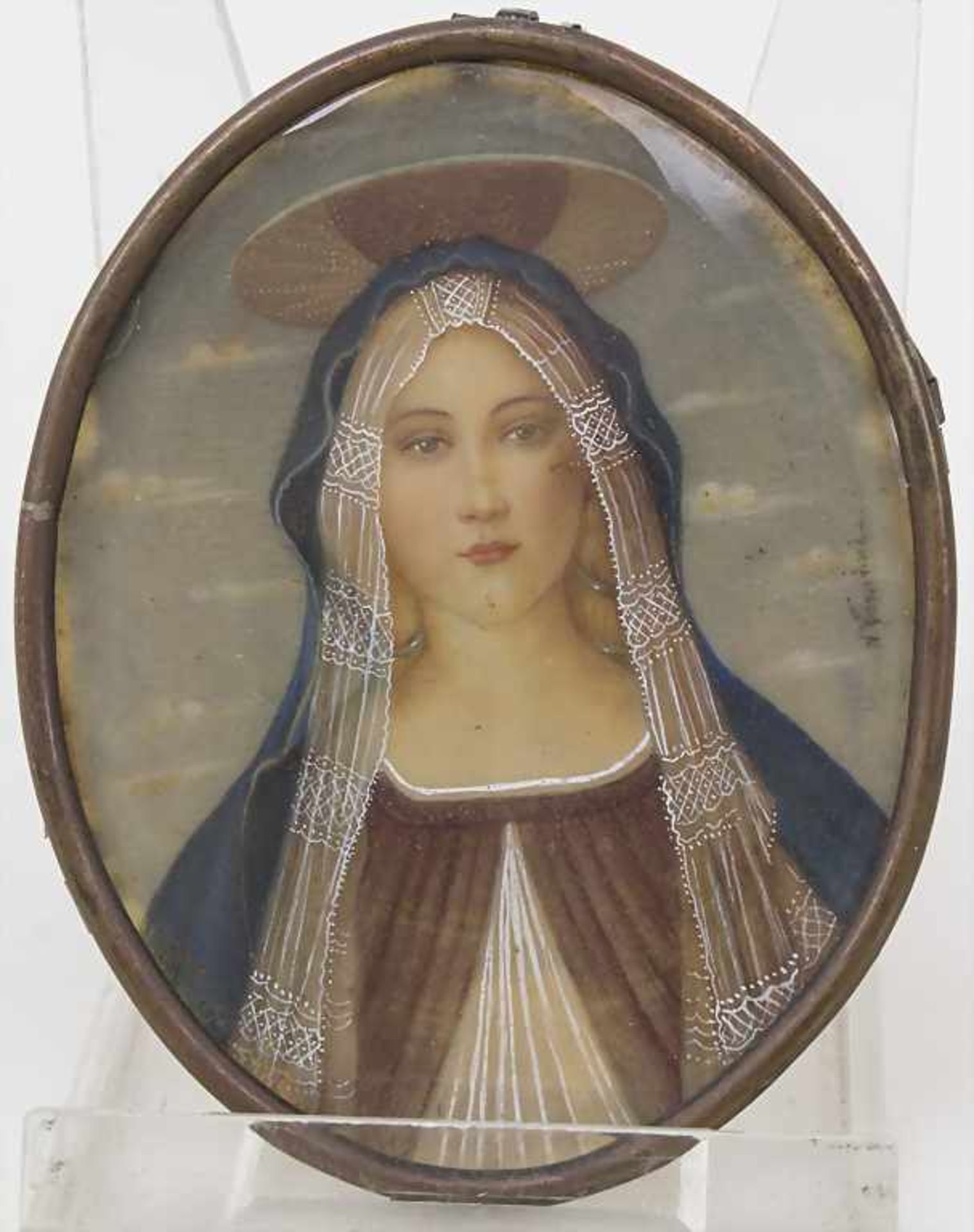 Ovales Minuatur Portrait der hl. Jungfrau Maria / An oval miniature portrait of the Holy Virgin