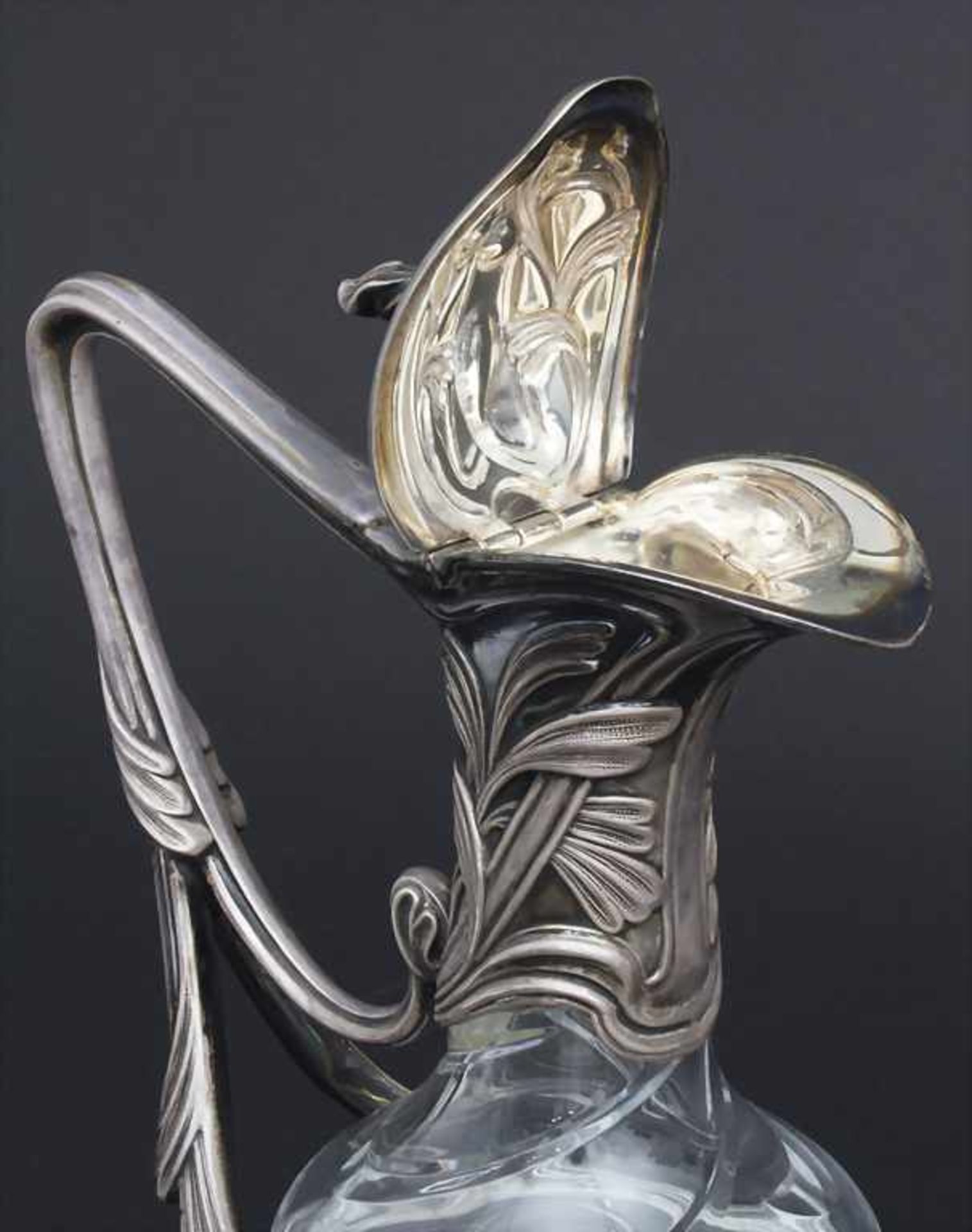 Jugendstil-Karaffe mit Silbermontur / Art Nouveau carafe with silver garbMaterial: farbloses Glas, - Bild 7 aus 7