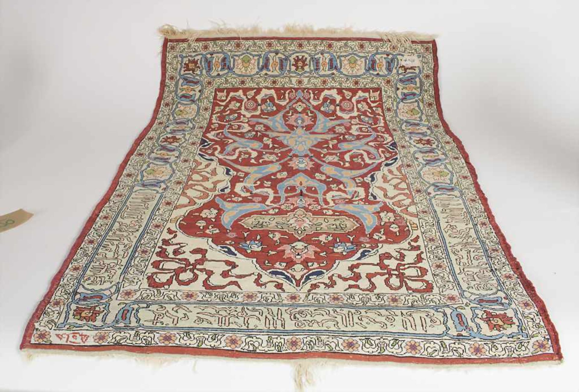 Seidenteppich 'Hereke' mit arabischer Schrift / A silk carpet 'Hereke' with arabic - Image 3 of 5