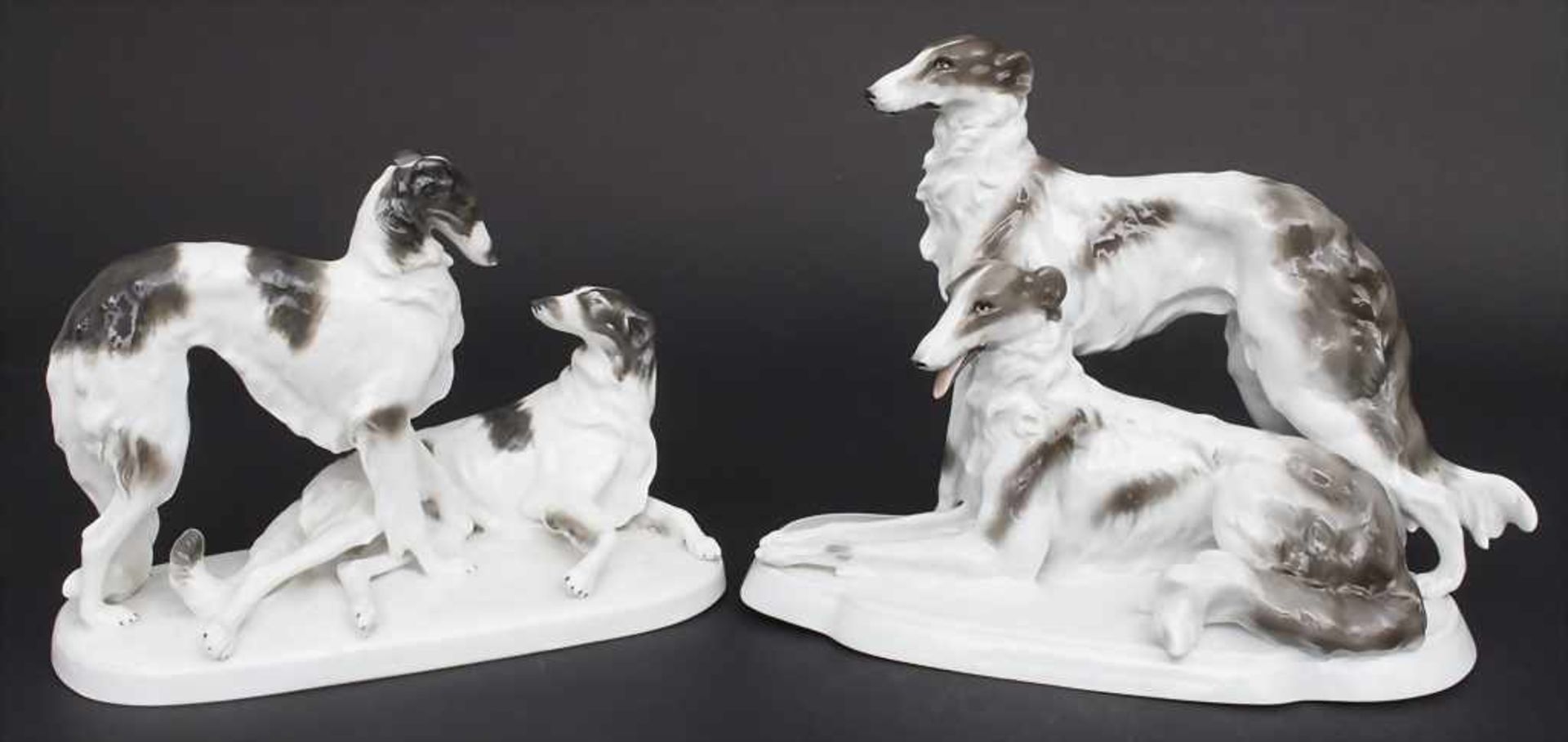 Zwei Tierfigurengruppen 'Barsoi-Paar' / Two animal figure groups 'Barsois', Carl Scheidig,