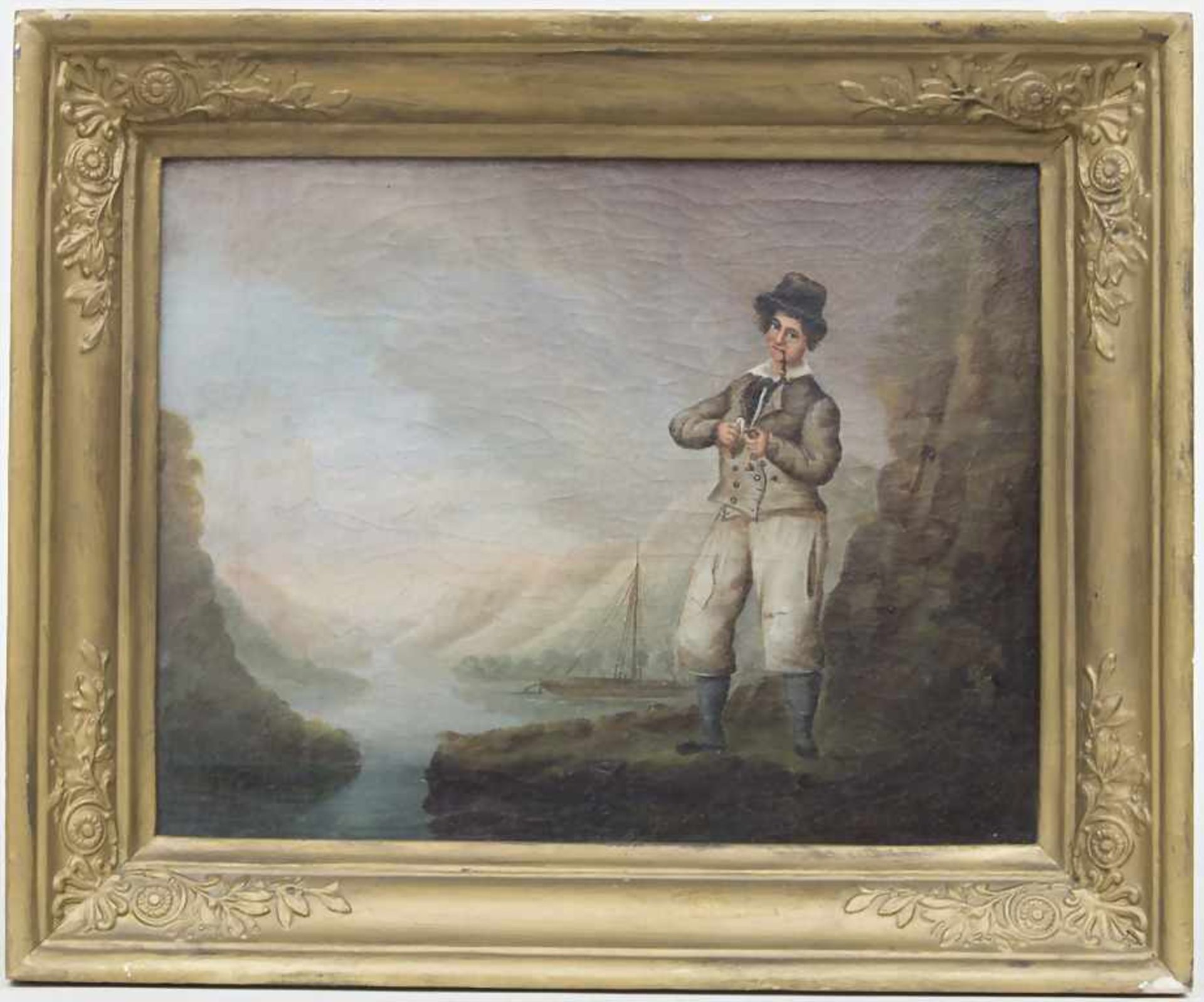 Künstler des 18. Jh., 'Pfeifenraucher vor Fjordlandschaft' / 'A pipe smoker in a fjord landscape' - Image 2 of 3