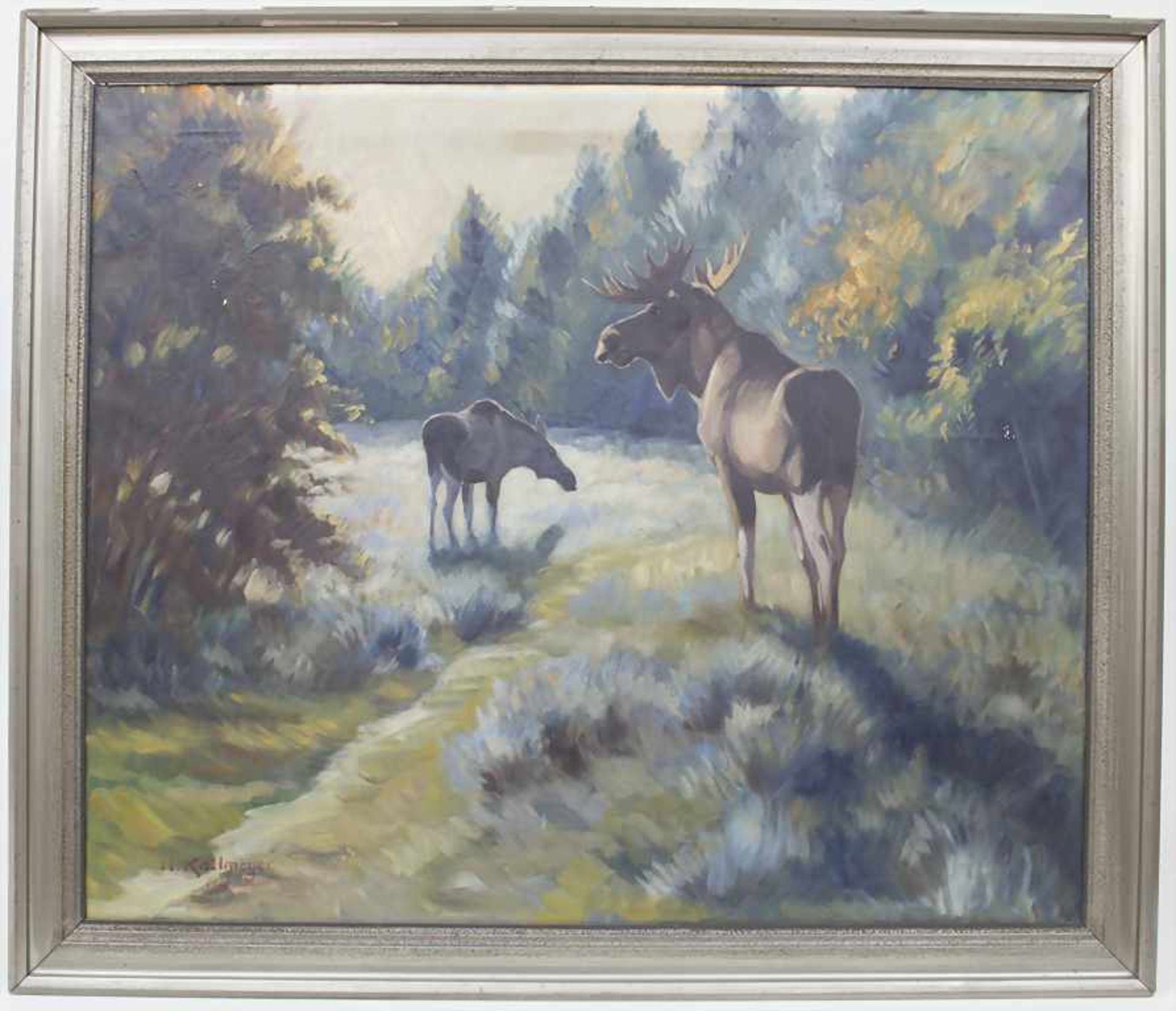 Hans Kallmeyer (1882-1961), 'Elche auf einer Lichtung' / 'An elk couple on a clearing'Technik: Öl - Image 2 of 5