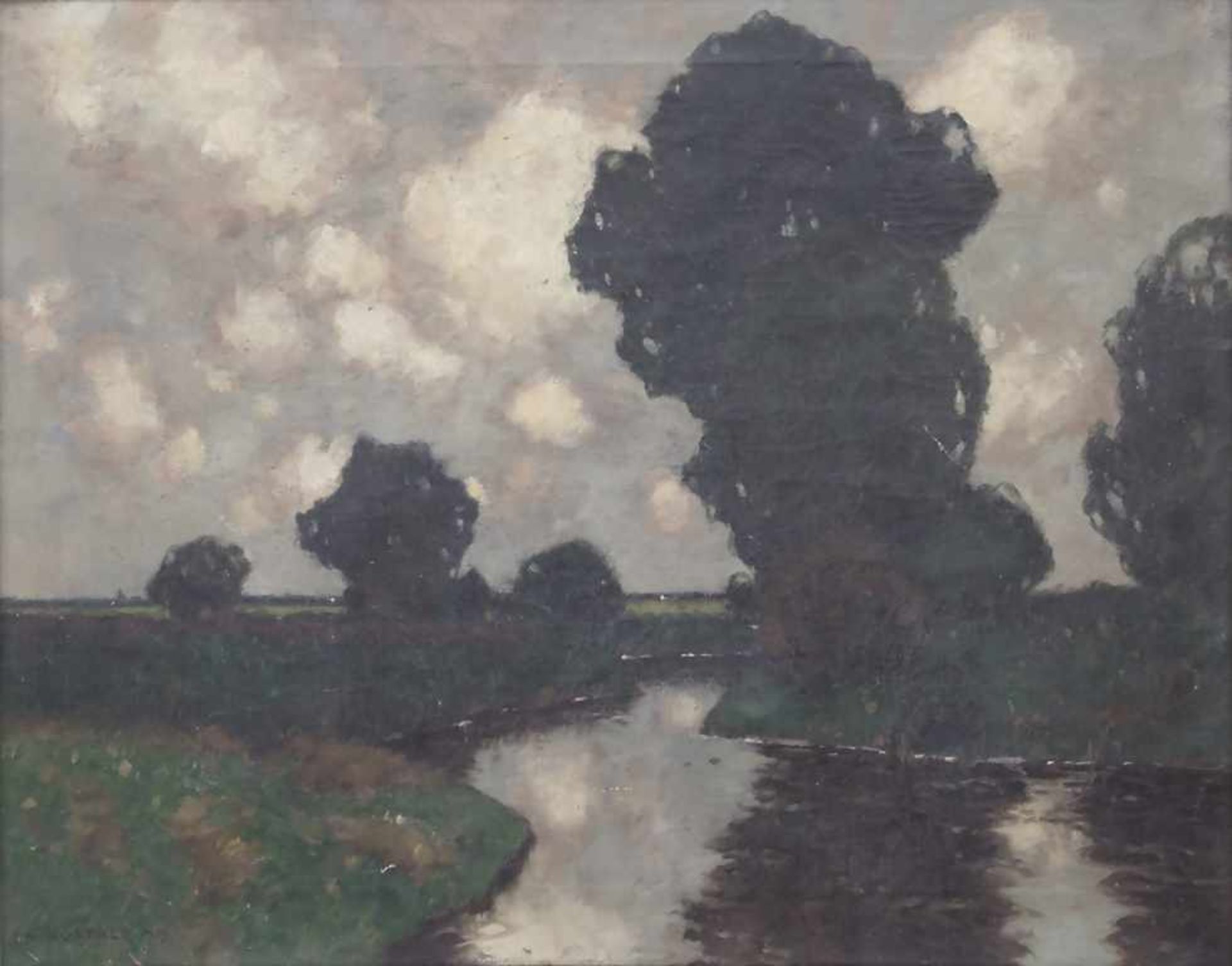 Karl Küstner (1861-1934), 'Flusslandschaft' / 'A Riverscape'Technik: Öl auf Leinwand, gerahmt,