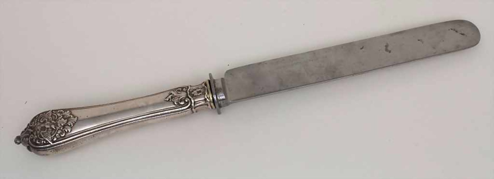 Messer mit Wilhelm Rex Initialen / A knife with Wilhelm rex initialsMaterial: Silber 875,Punzierung: