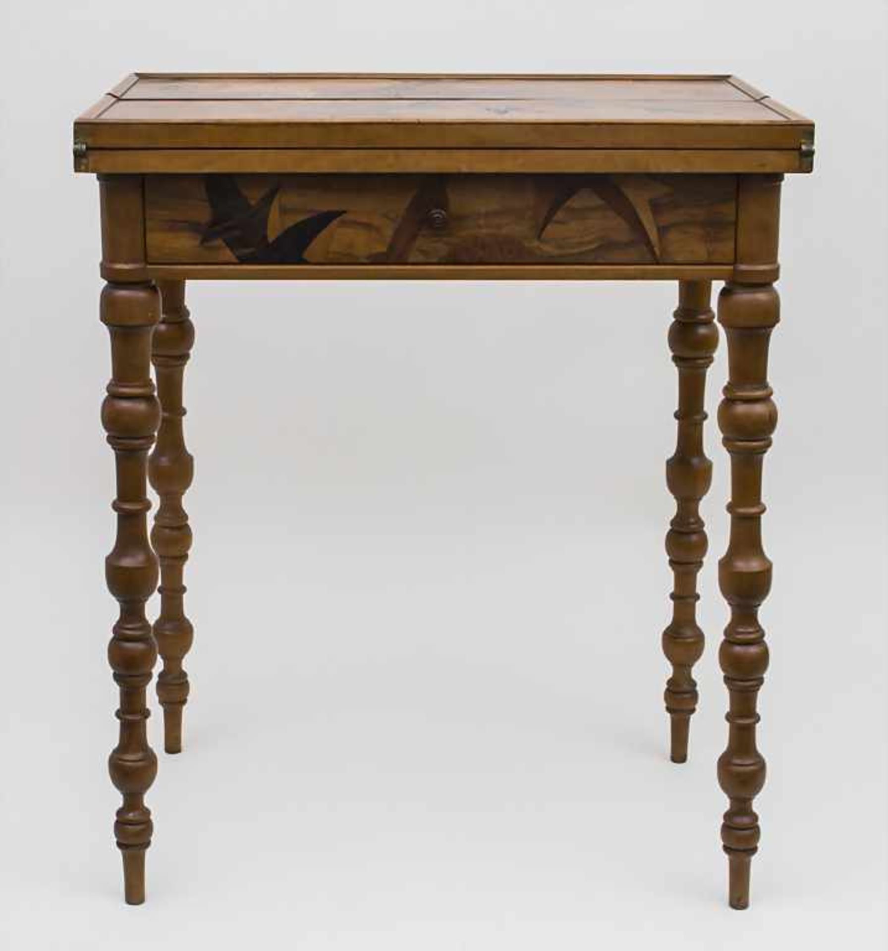 Spieltisch / Gambling Table, Emile Galle, Nancy, um 1900Material: unterschiedl. Hölzer mit feiner - Bild 3 aus 5