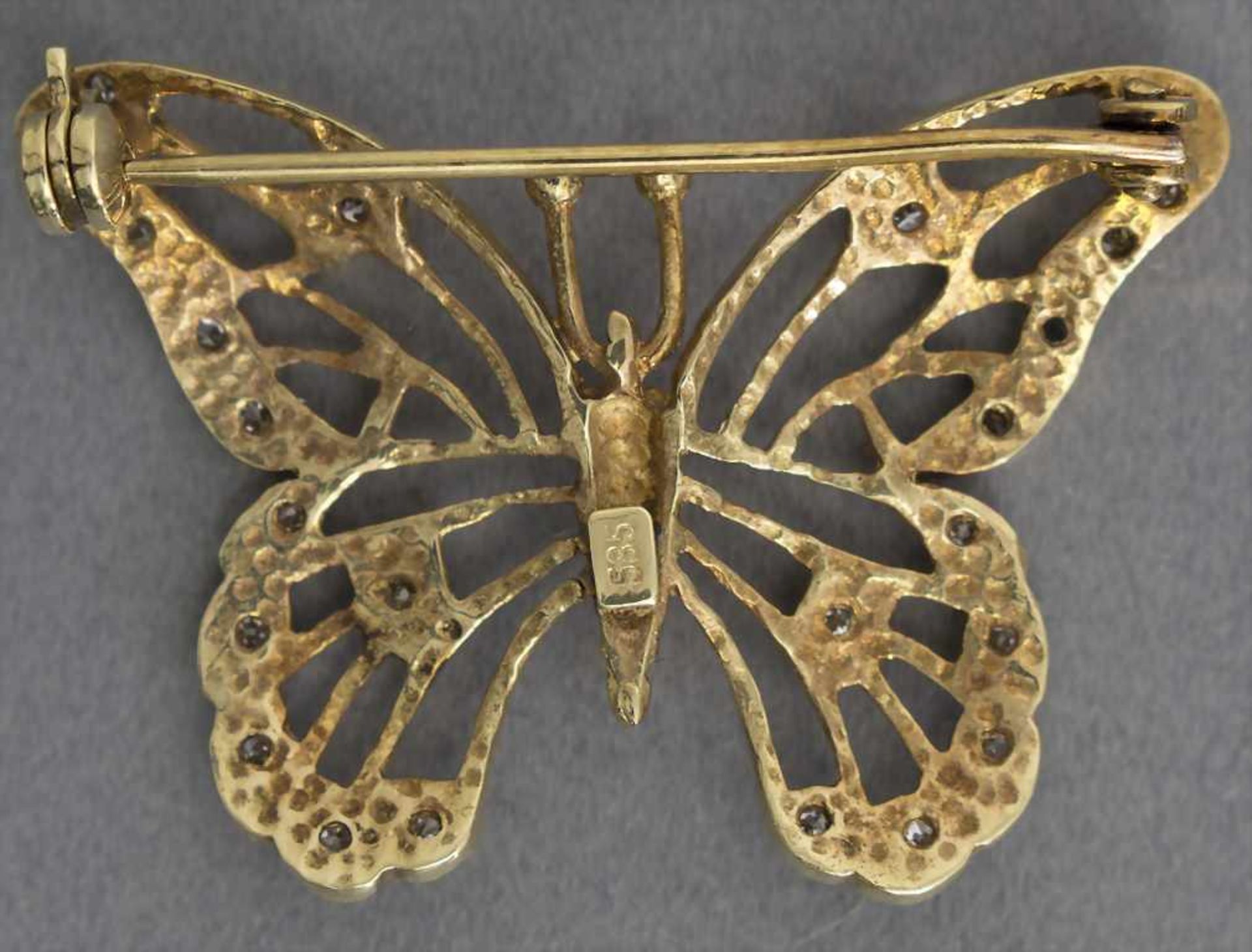 Gold-Brosche 'Schmetterling' / A brooch in gold 'butterfly'Material: Gelbgold Au 585/000 14 Kt, - Image 2 of 3