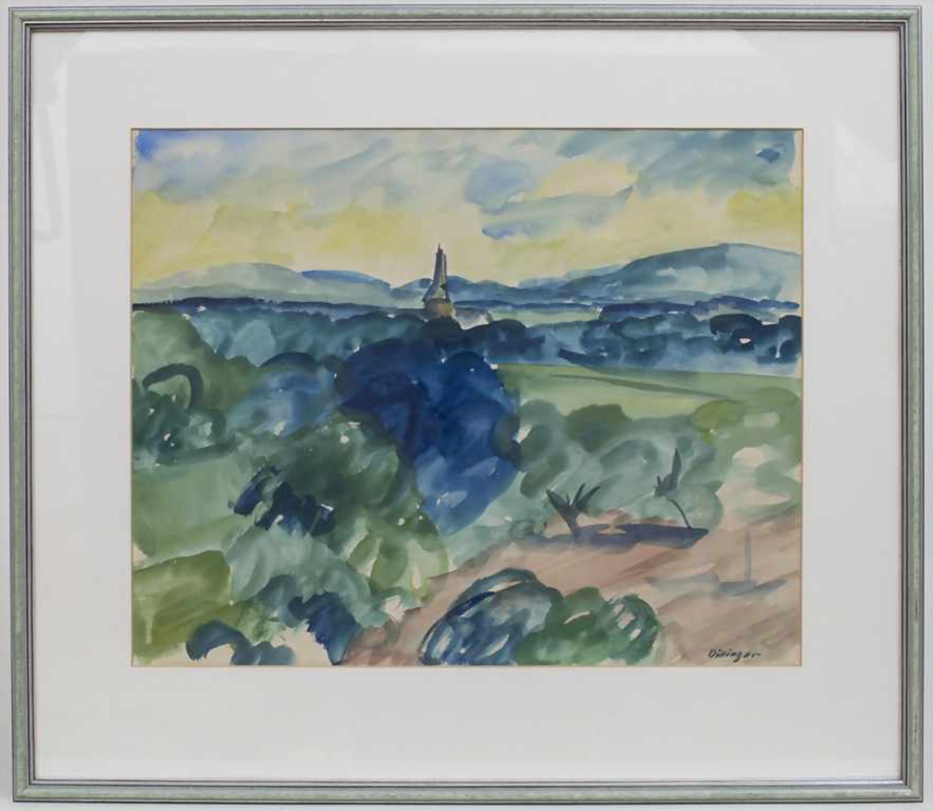 Karl Dillinger (1882-1941), 'Kirchturm in Pfälzer Landschaft' / 'A Palatinate landscape with a - Image 2 of 4